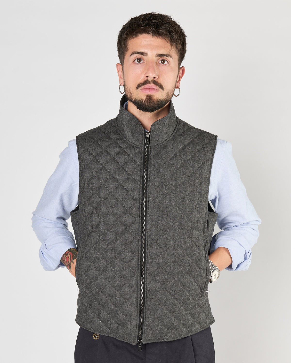Gilet Tagliatore trapuntato grigio