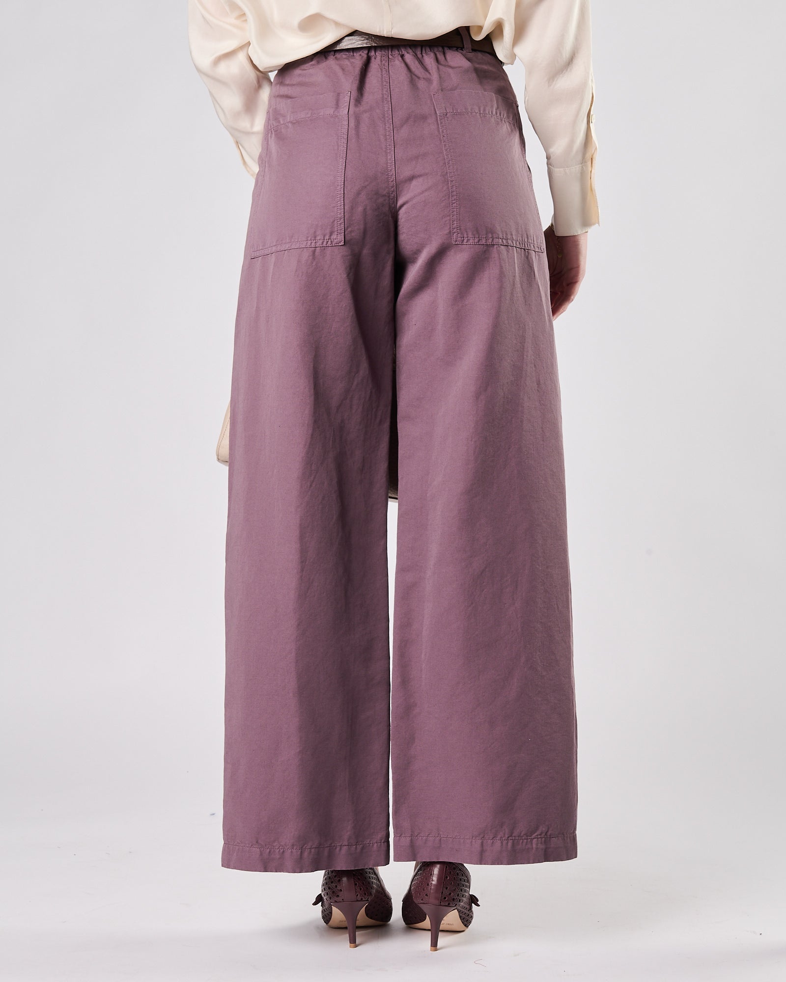 Pantalone Tela9 in cotone lino morbido viola