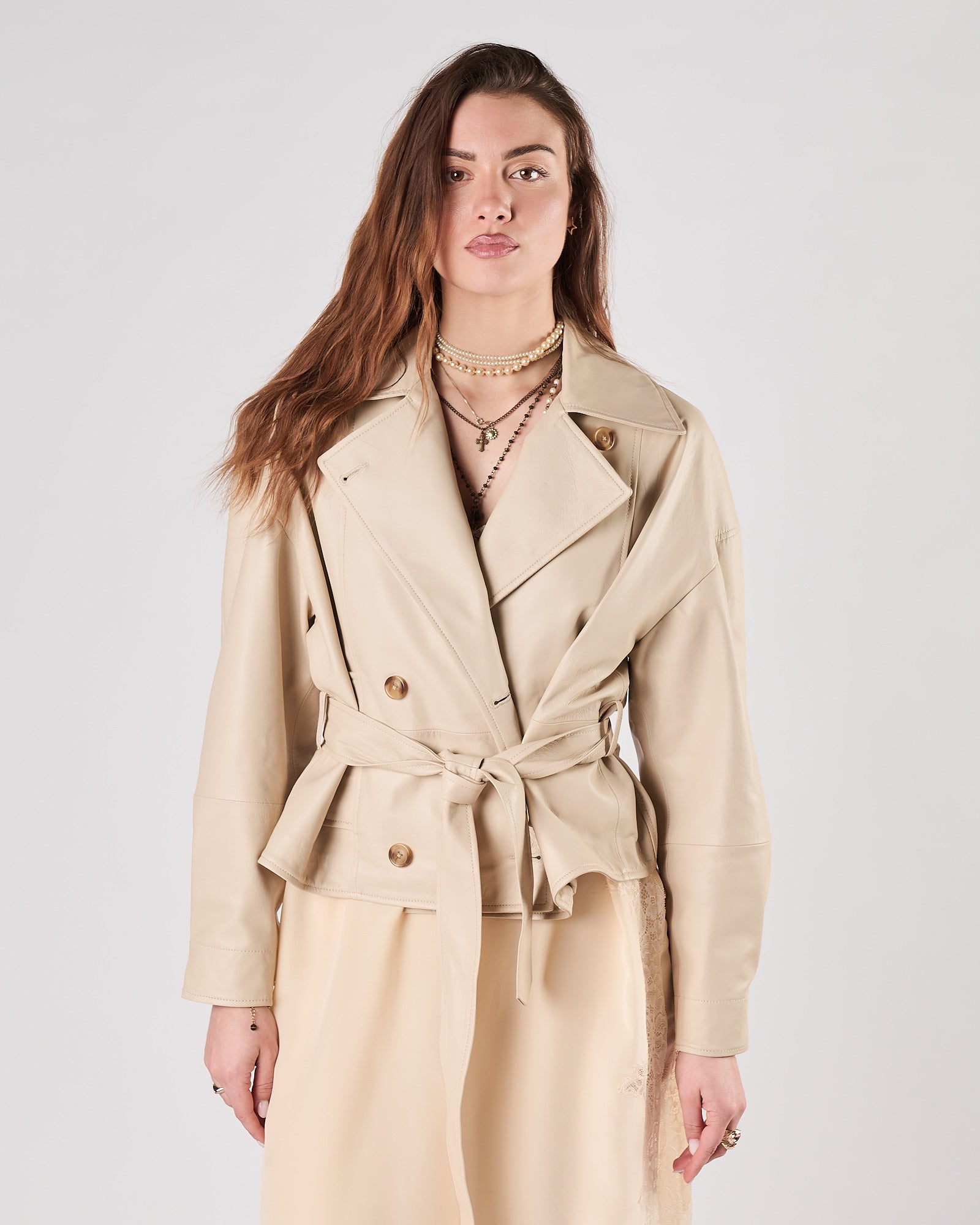 Giacchetto A|STORE in pelle panna over