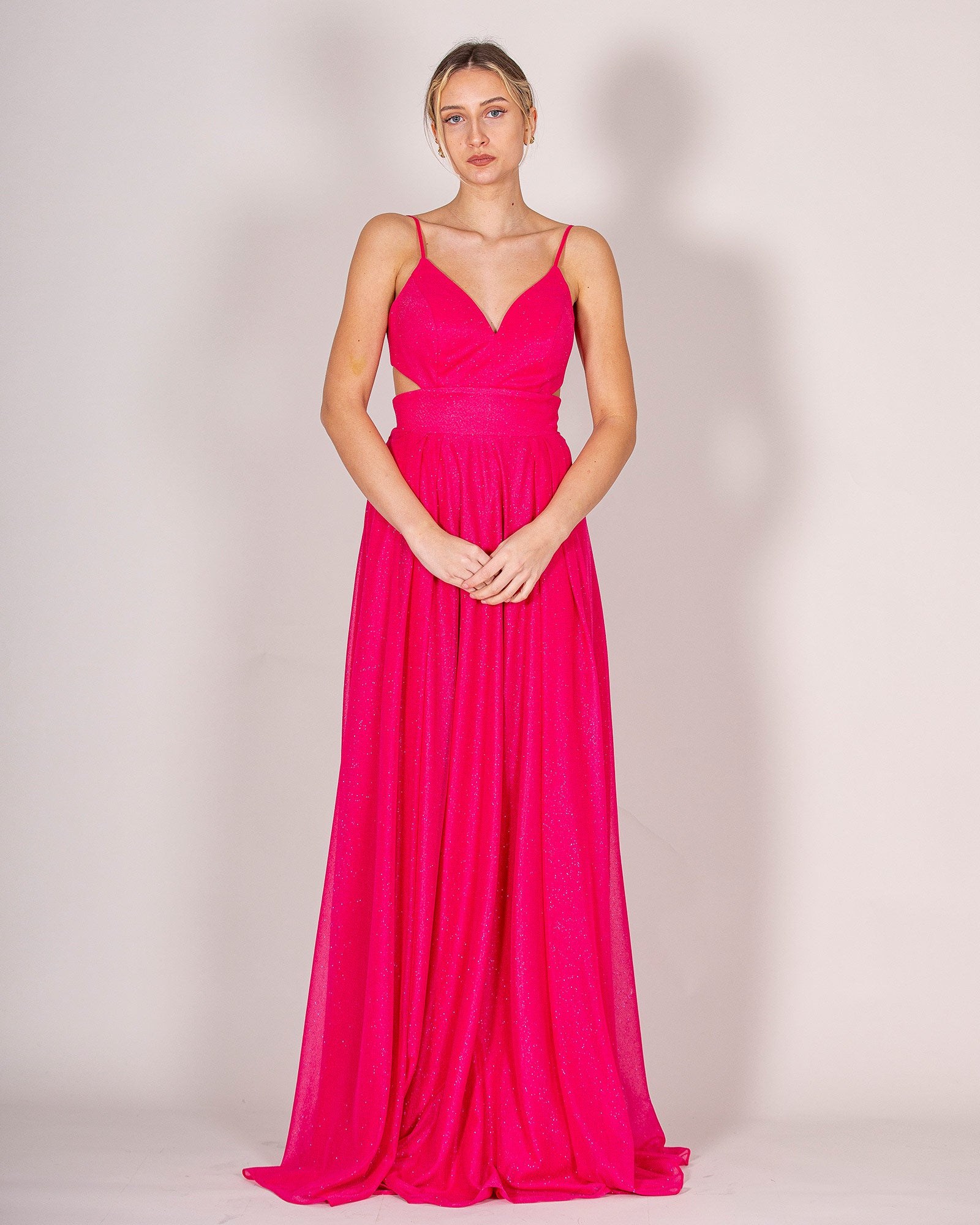 Fuchsia dress with stole