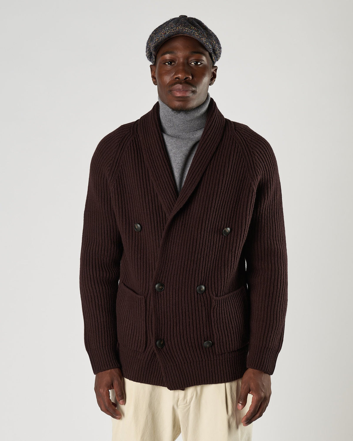 Cardigan A|STORE doppio petto collo sciallato bordeaux