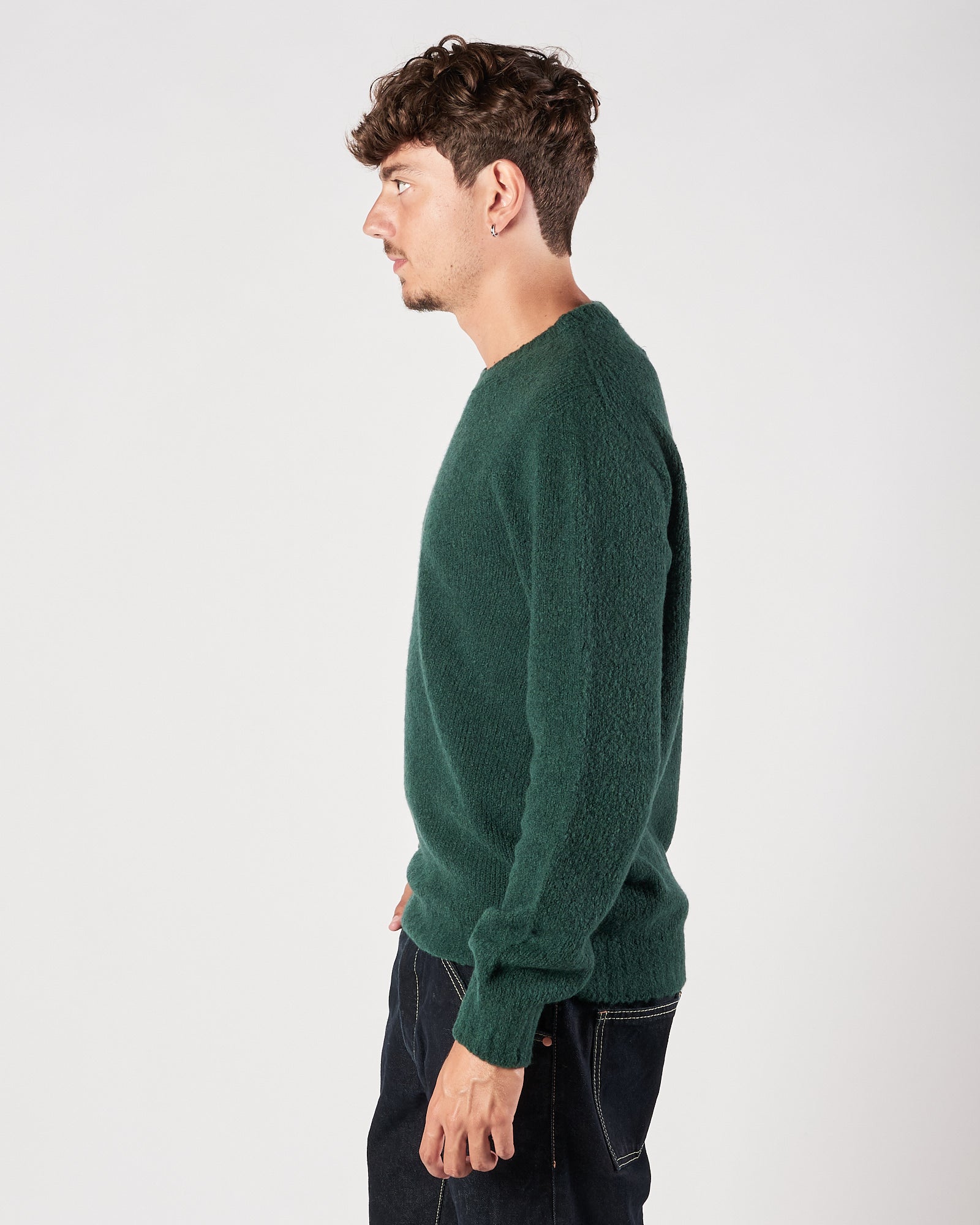 Maglia A|STORE lana e cachemere girocollo verde