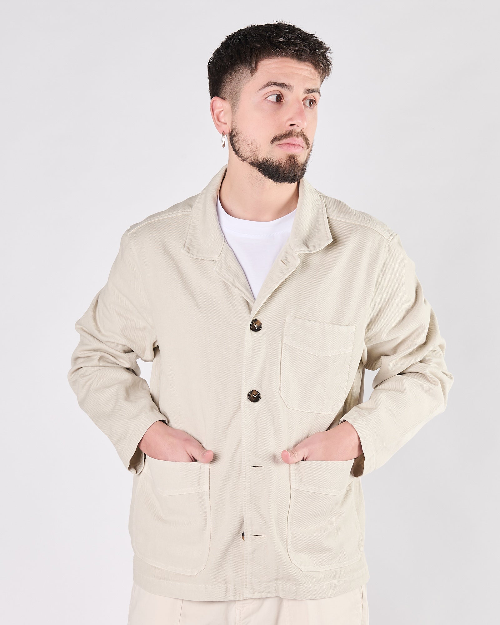 Giacca camicia Aimé in cotone beige