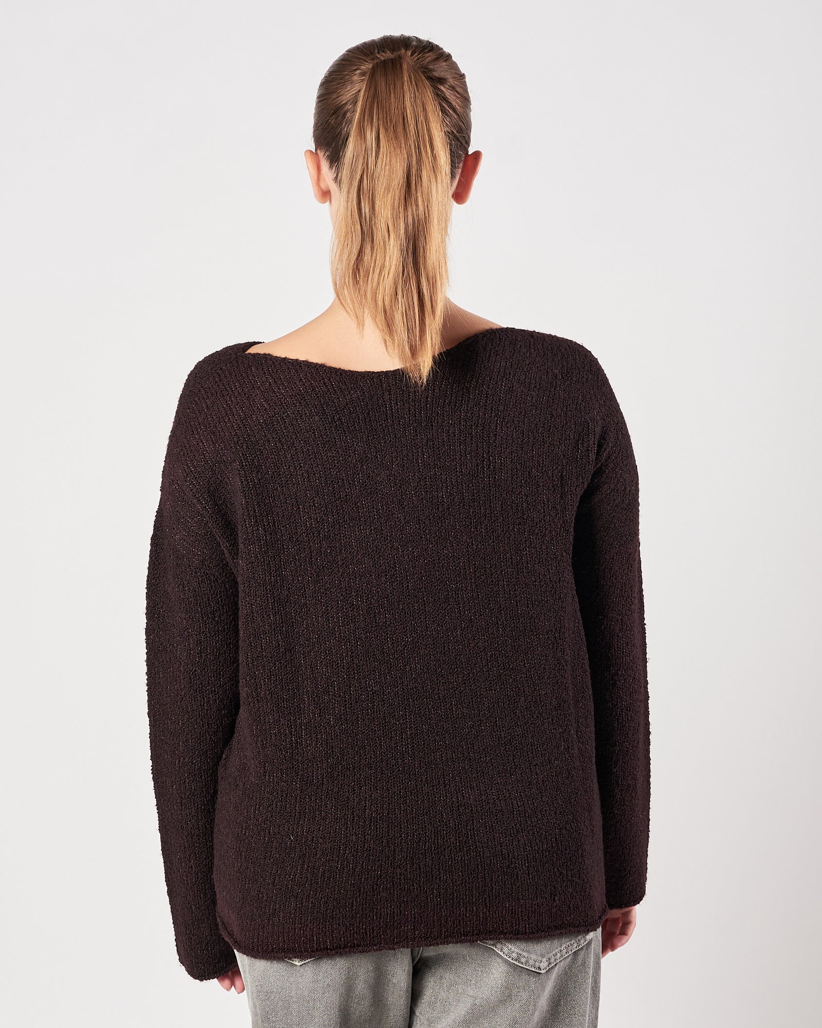 Maglia Roberto Collina scollo barca burgundy