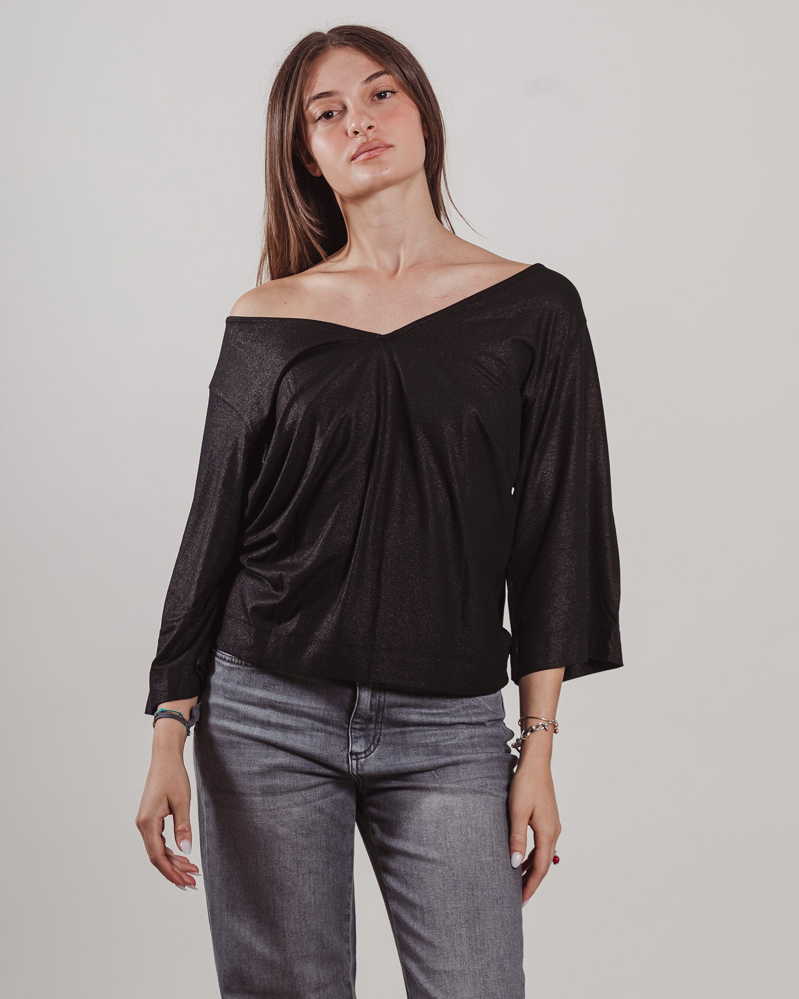 Maglia Majestic in lurex nera