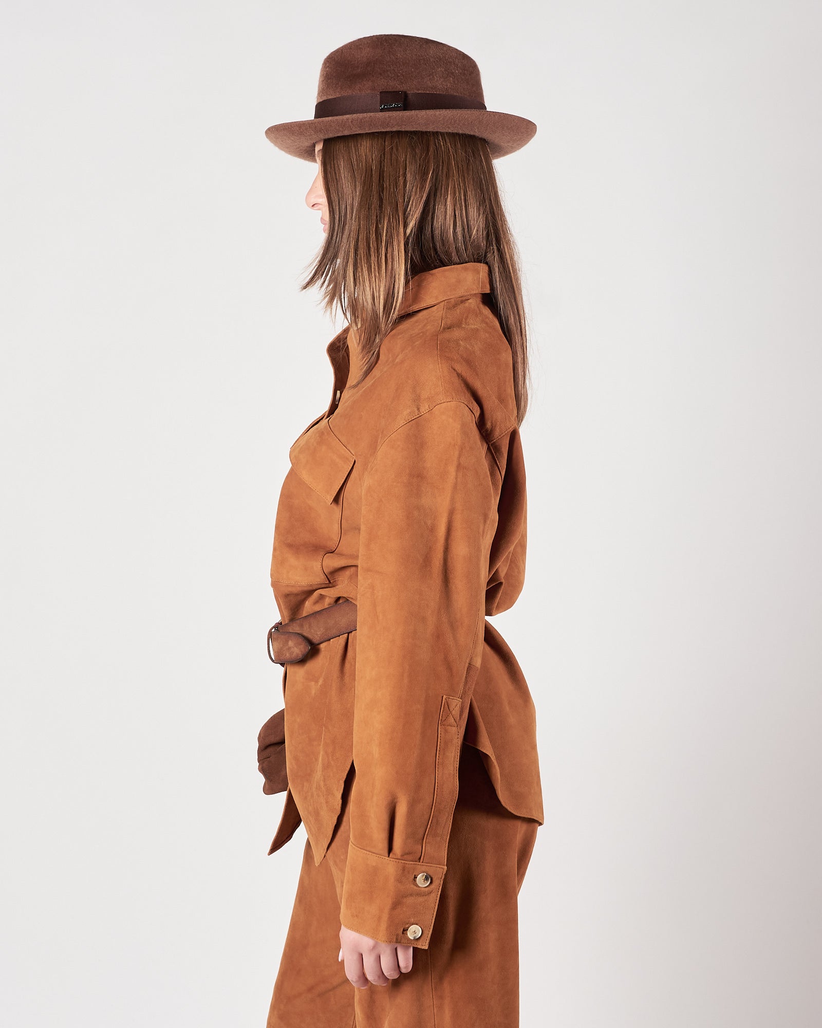 Camicia Tela9 in suede ruggine