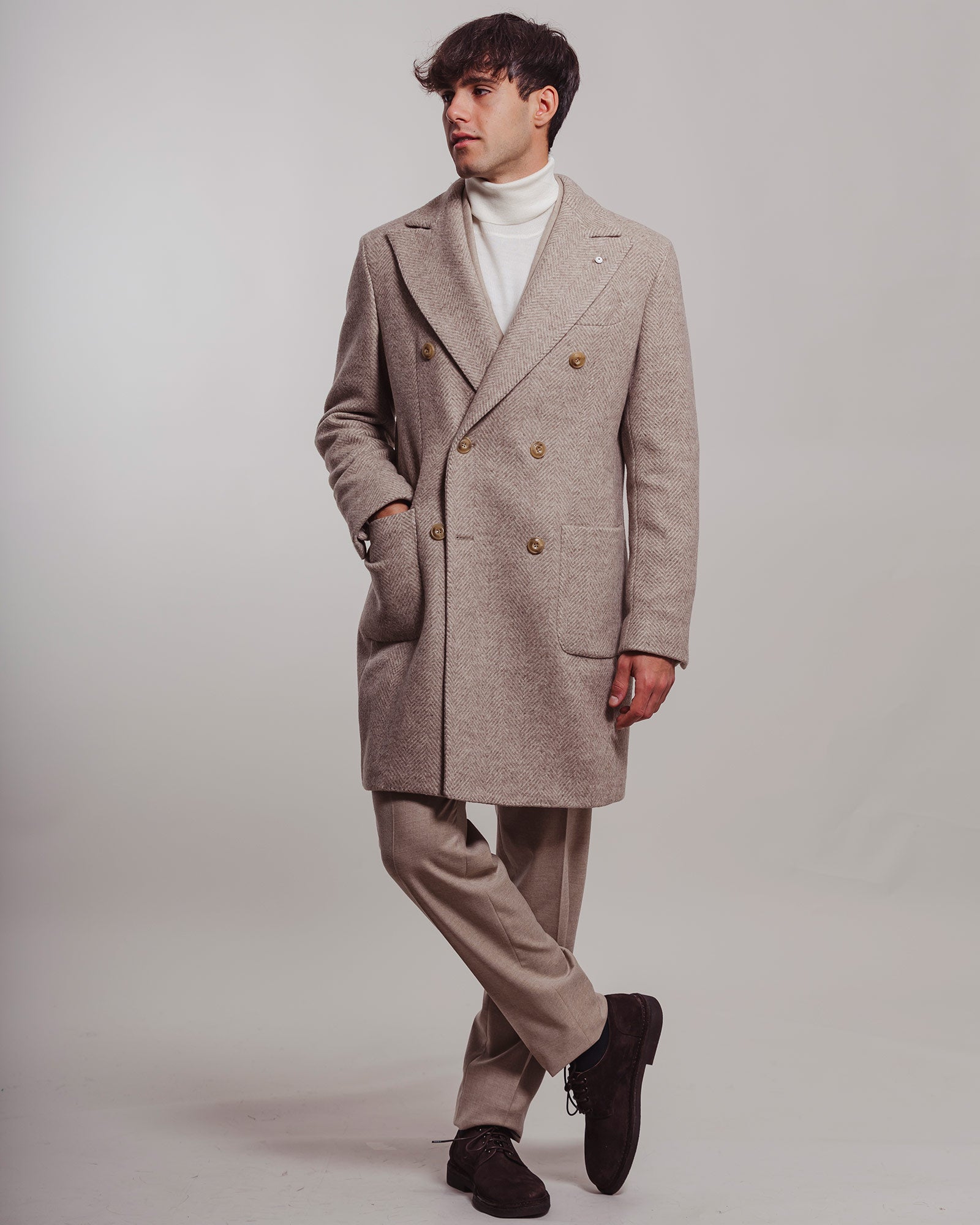 Cappotto Lbm1911 doppio petto beige rescato