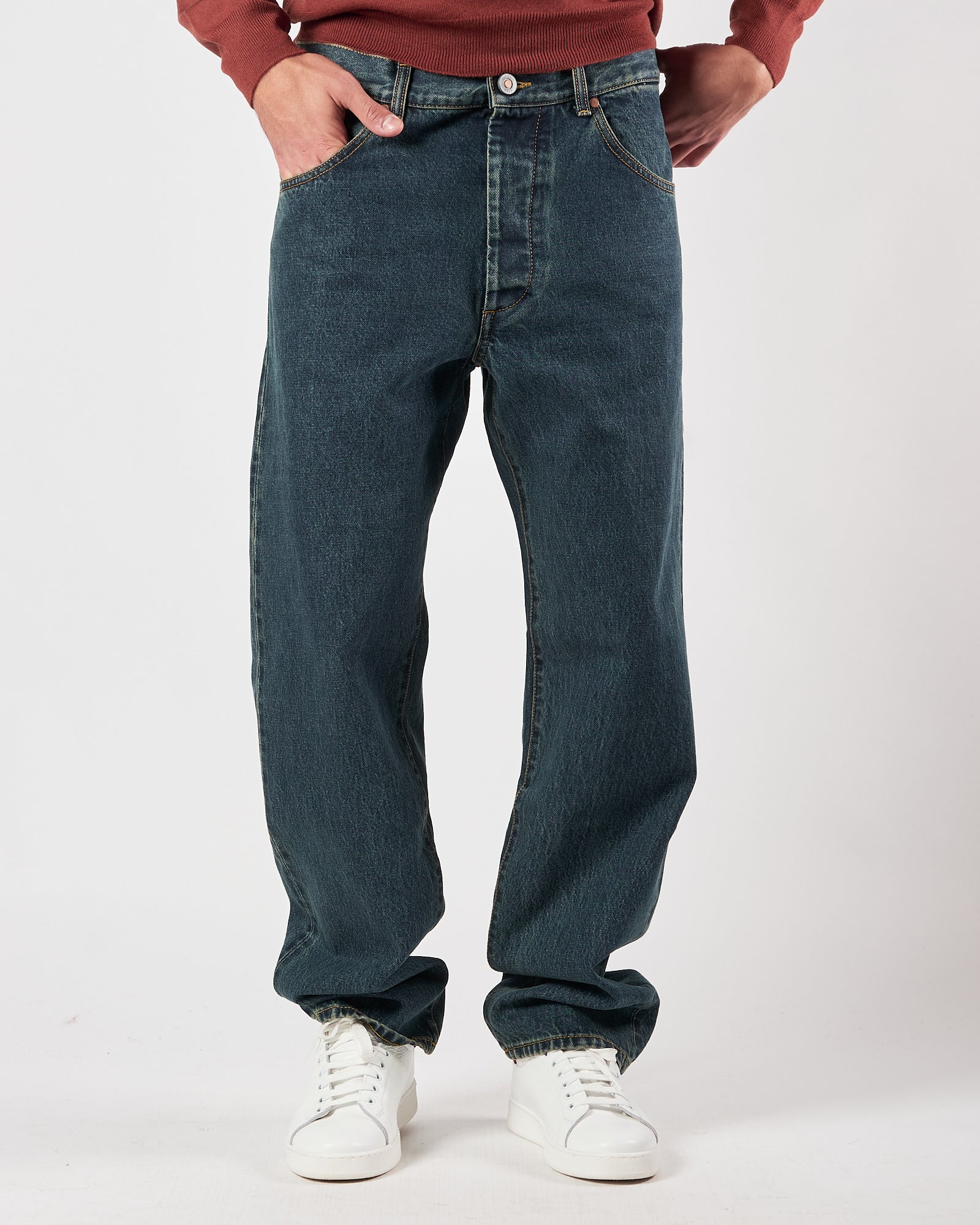 Jeans Tela Genova cinque tasche blu lavato