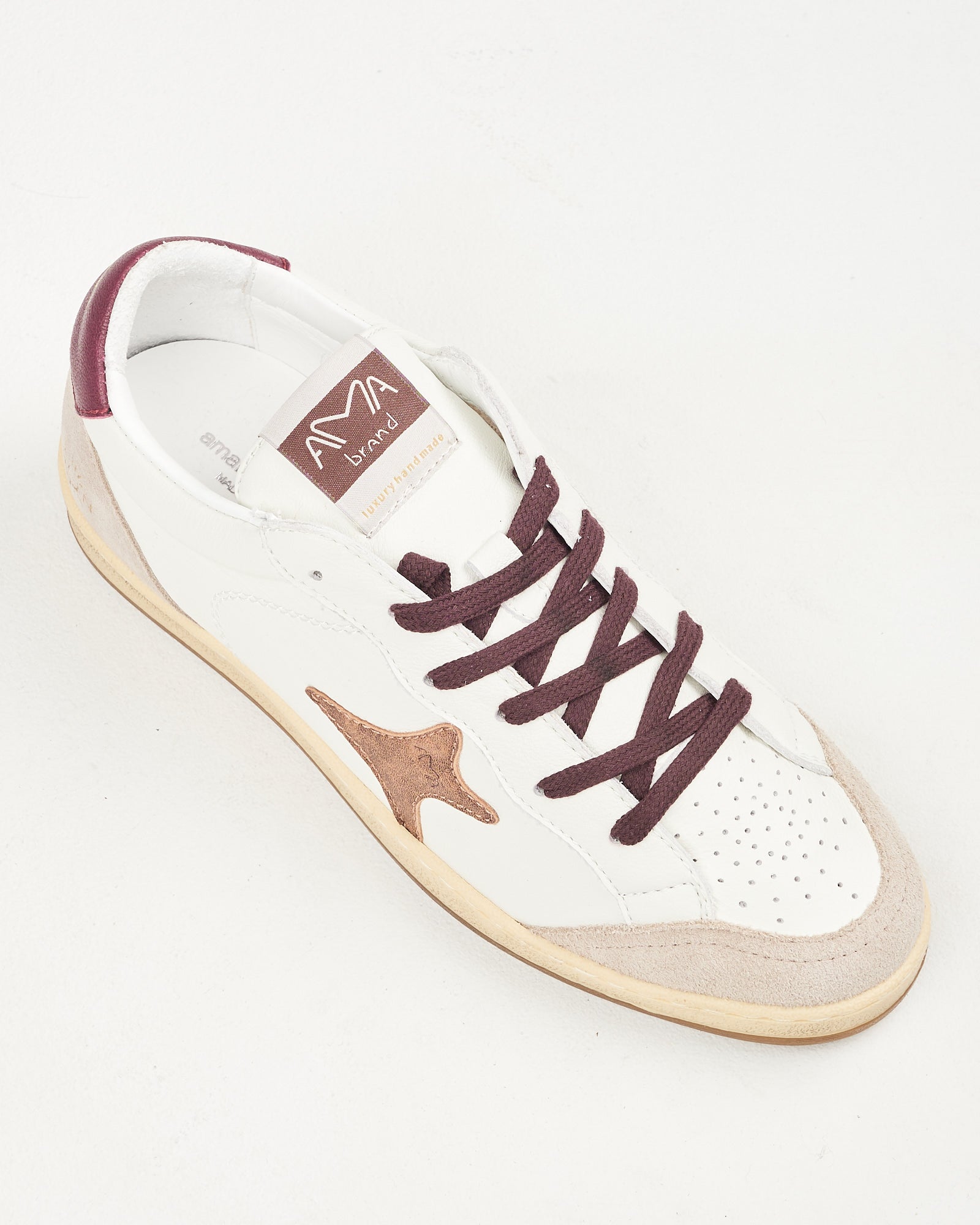 Sneaker Ama Brand in suede e pelle beige bordeaux