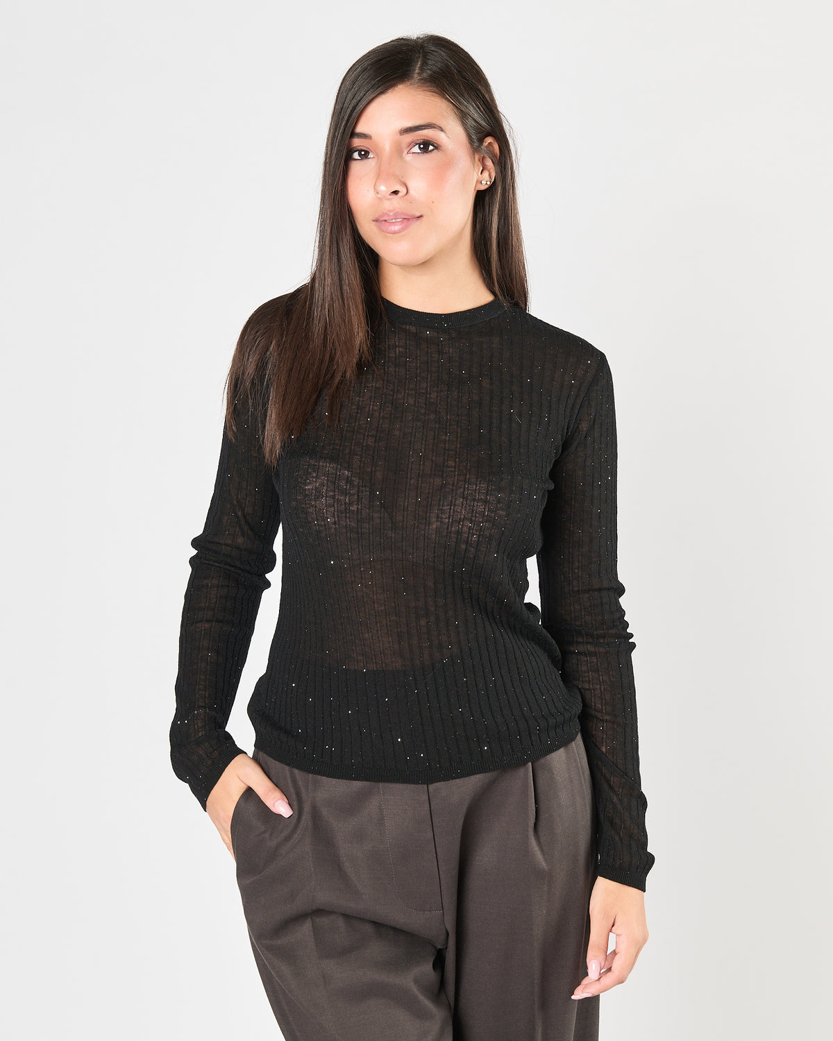 Maglia Eleh girocollo con paillettes