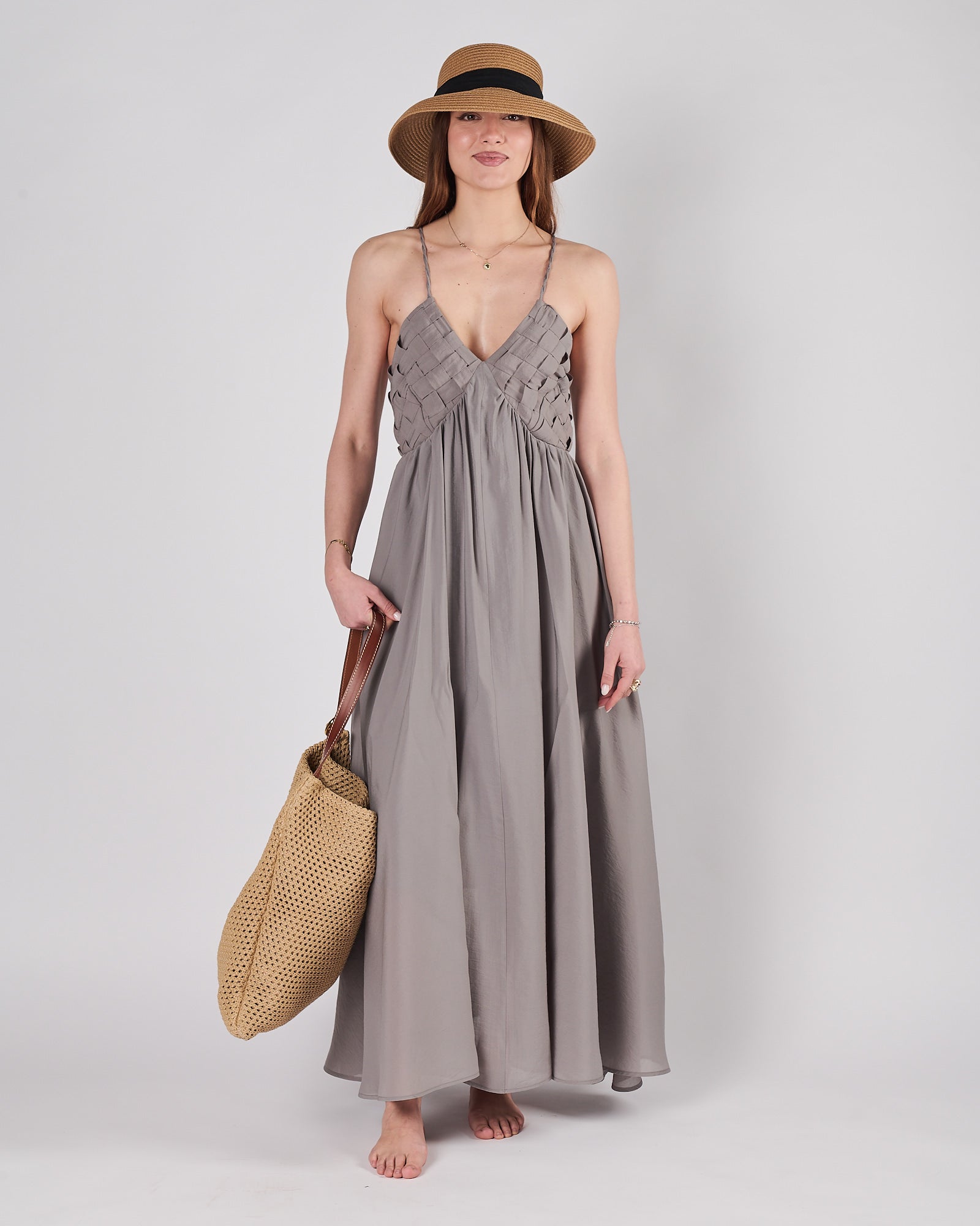 Abito Eleh lungo scivolato grigio