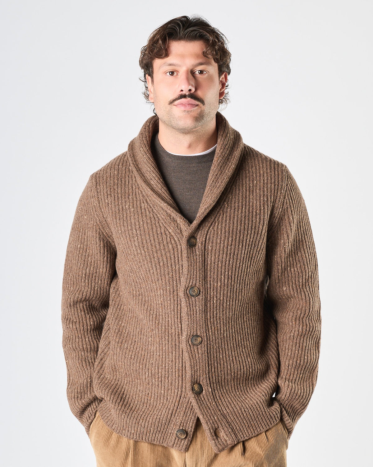 Cardigan A|STORE coste inglesi tortora