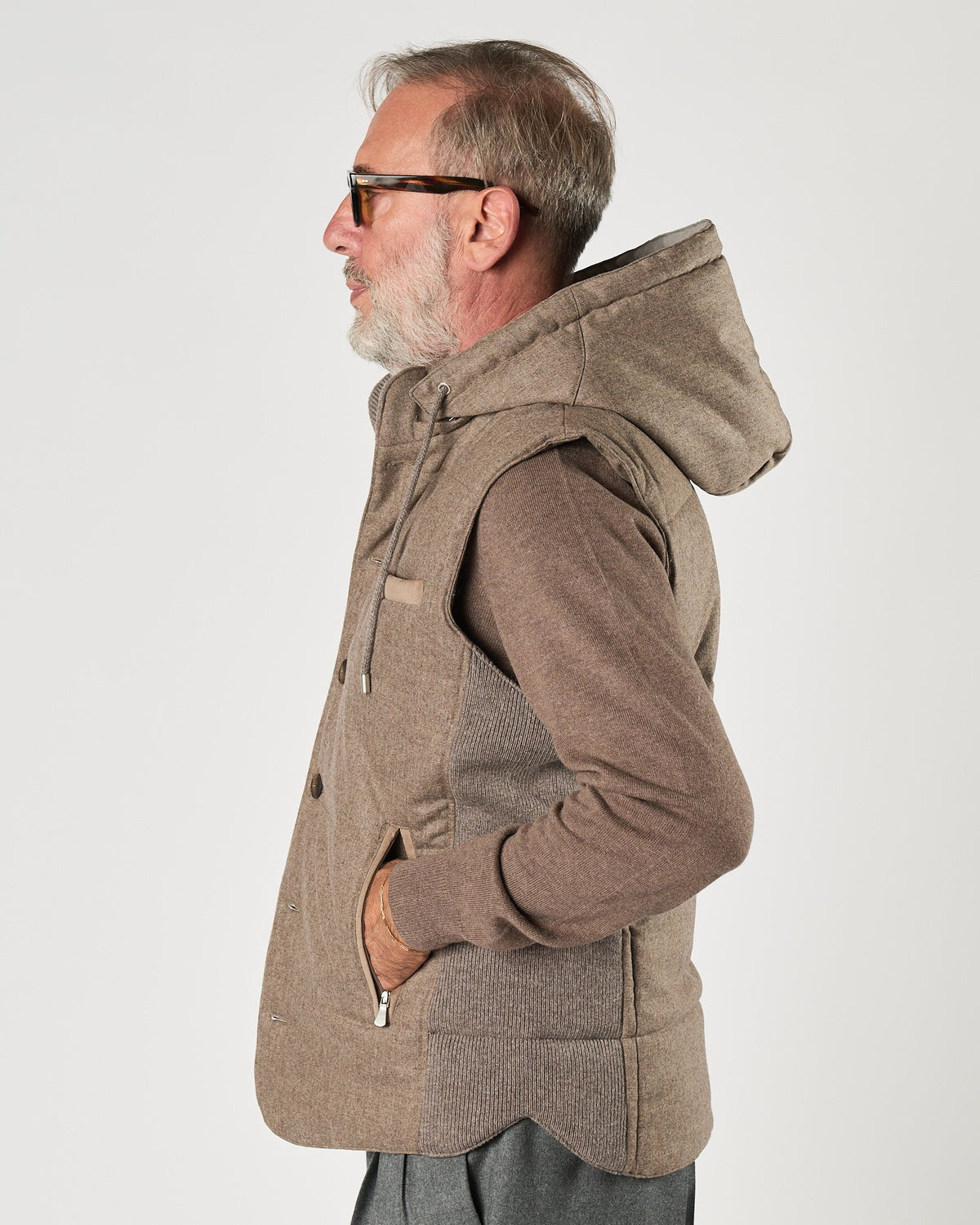 Gilet A|STORE in flanella trapuntato tortora