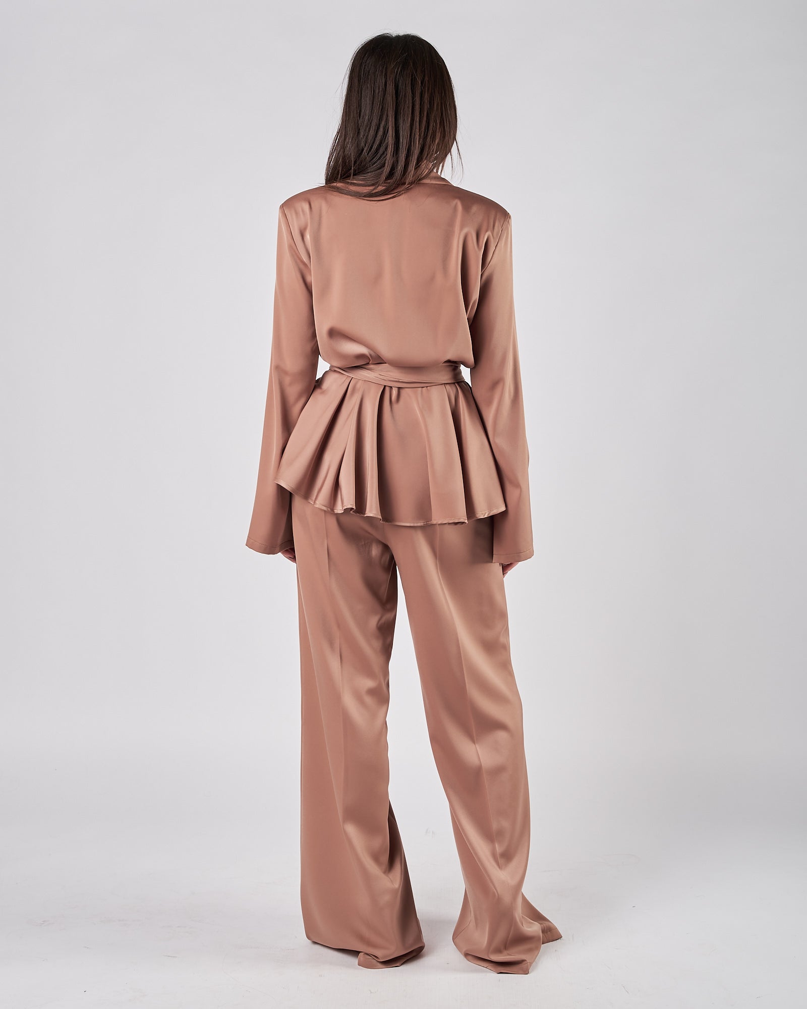 Giacca Silence in satin caffè