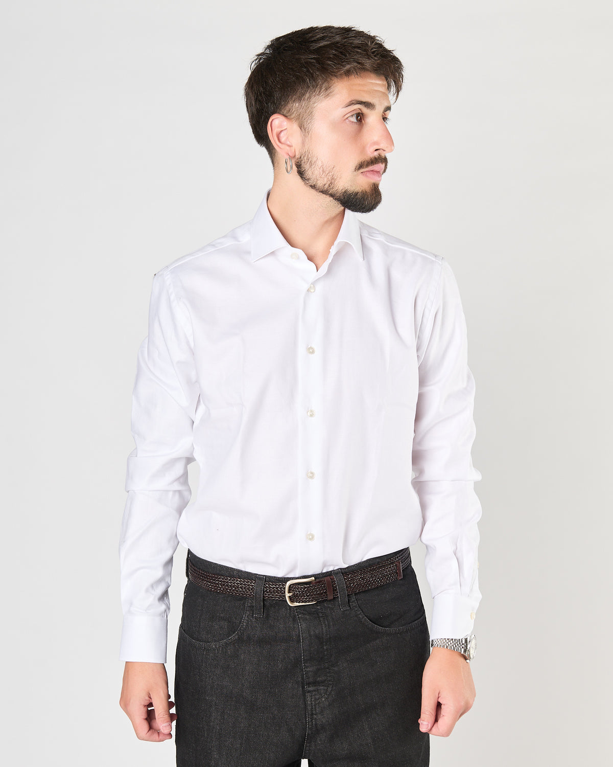 Camicia Xacus Travel Shirt bianca lavorata diagonale