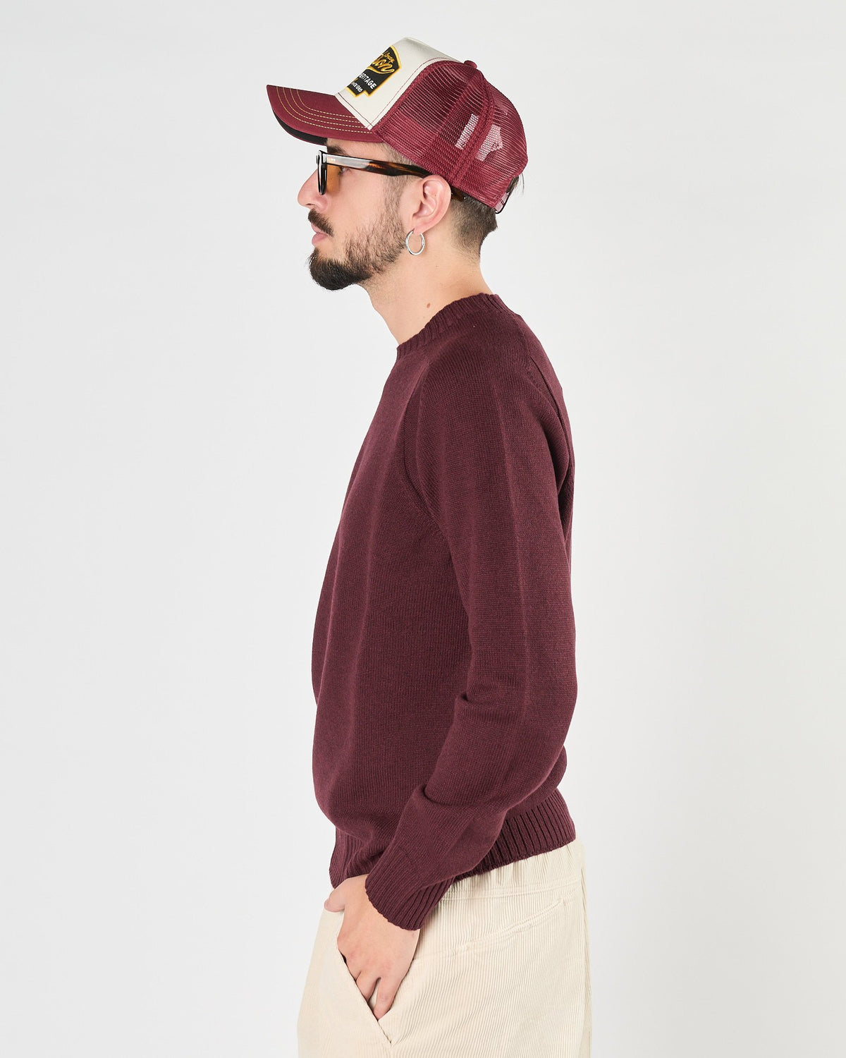 Maglia A|STORE girocollo in lana bordeaux
