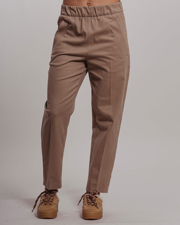 Pantalone Tela con elastico in vita beige