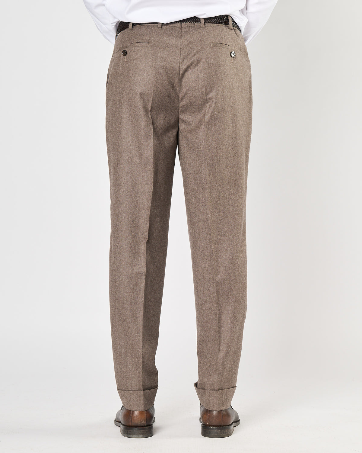 Pantalone Lbm1911 doppia pence in lana tortora