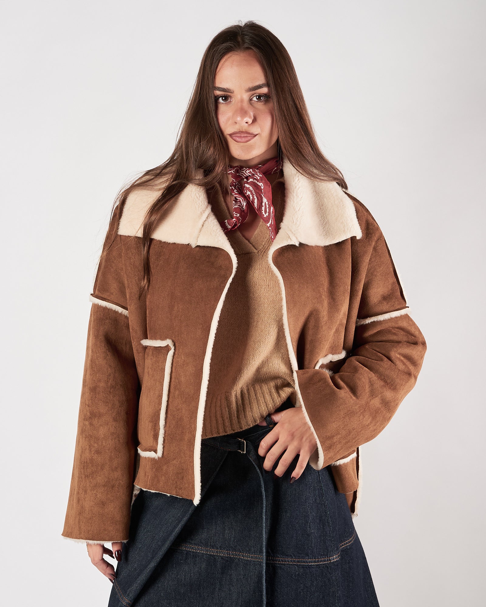 Eco montone Eleh over cognac imbottito