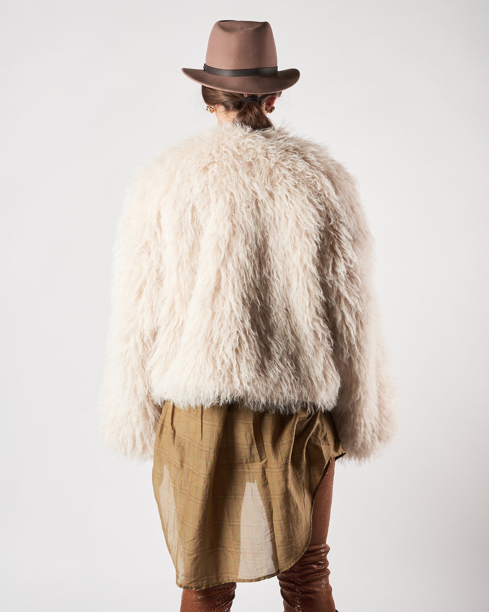 Ecopelliccia Eleh corta bianco panna