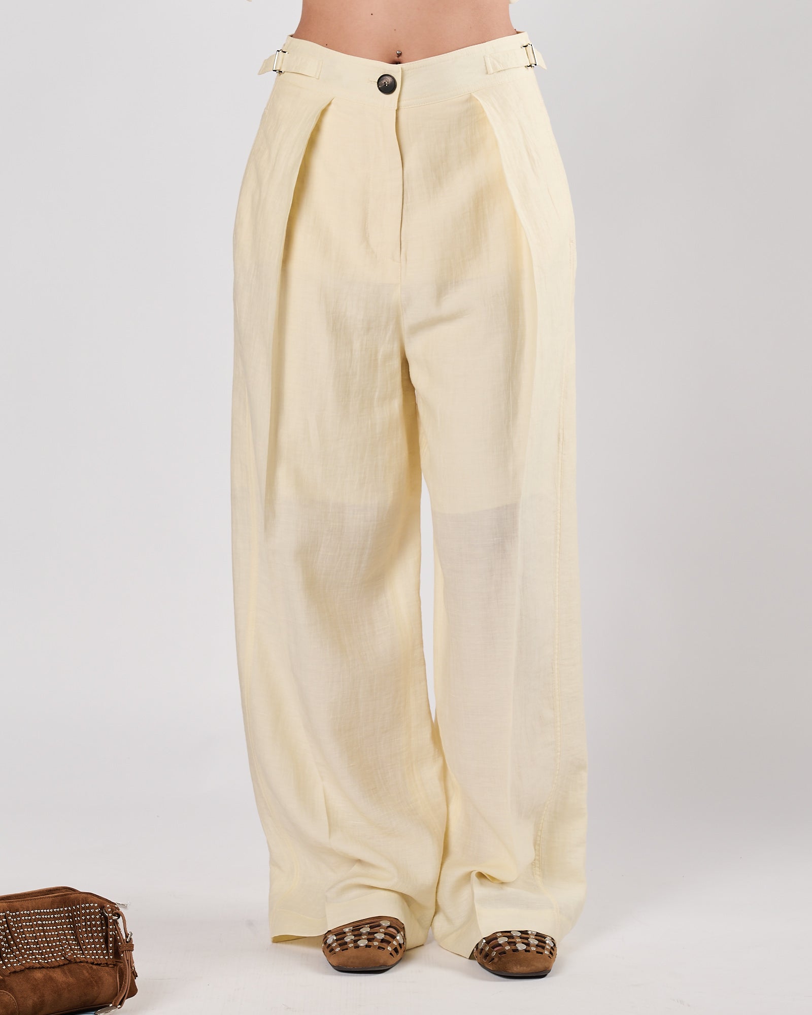 Pantalone Tela9 con pence avorio