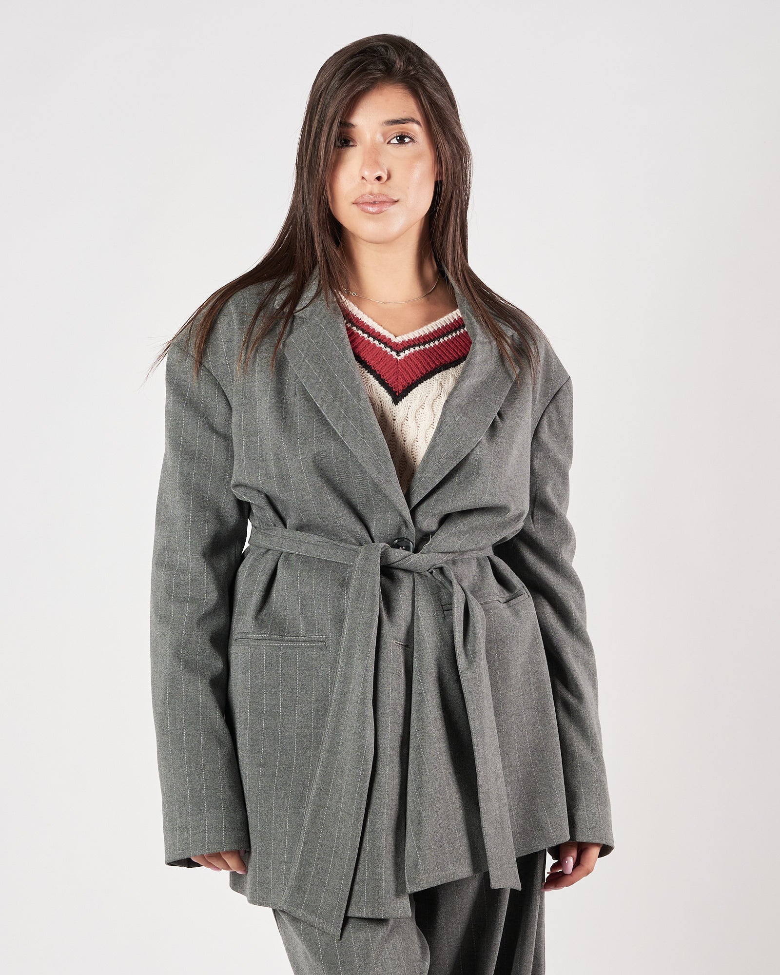 Giacca Marc Ellis over gessata grigia