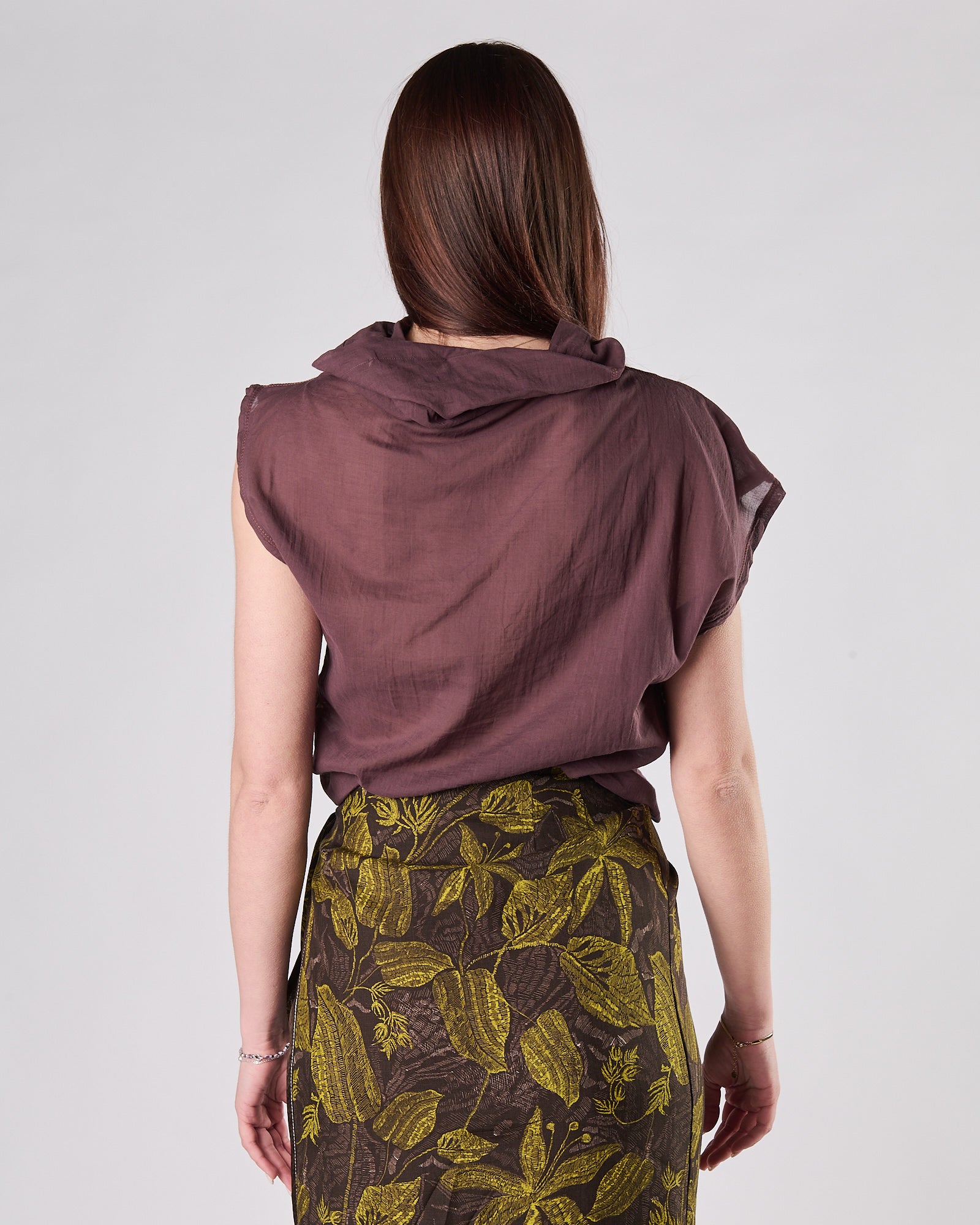 Blusa Tela9 in mussola lavata prugna