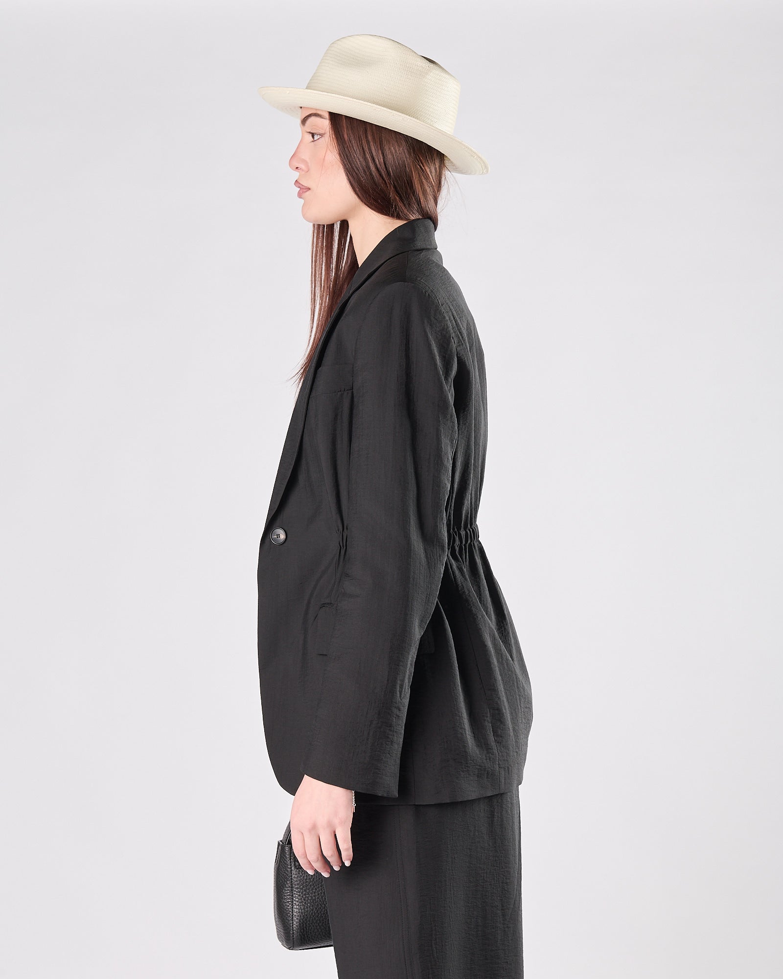 Giacca Tela9 in tencel un petto nera