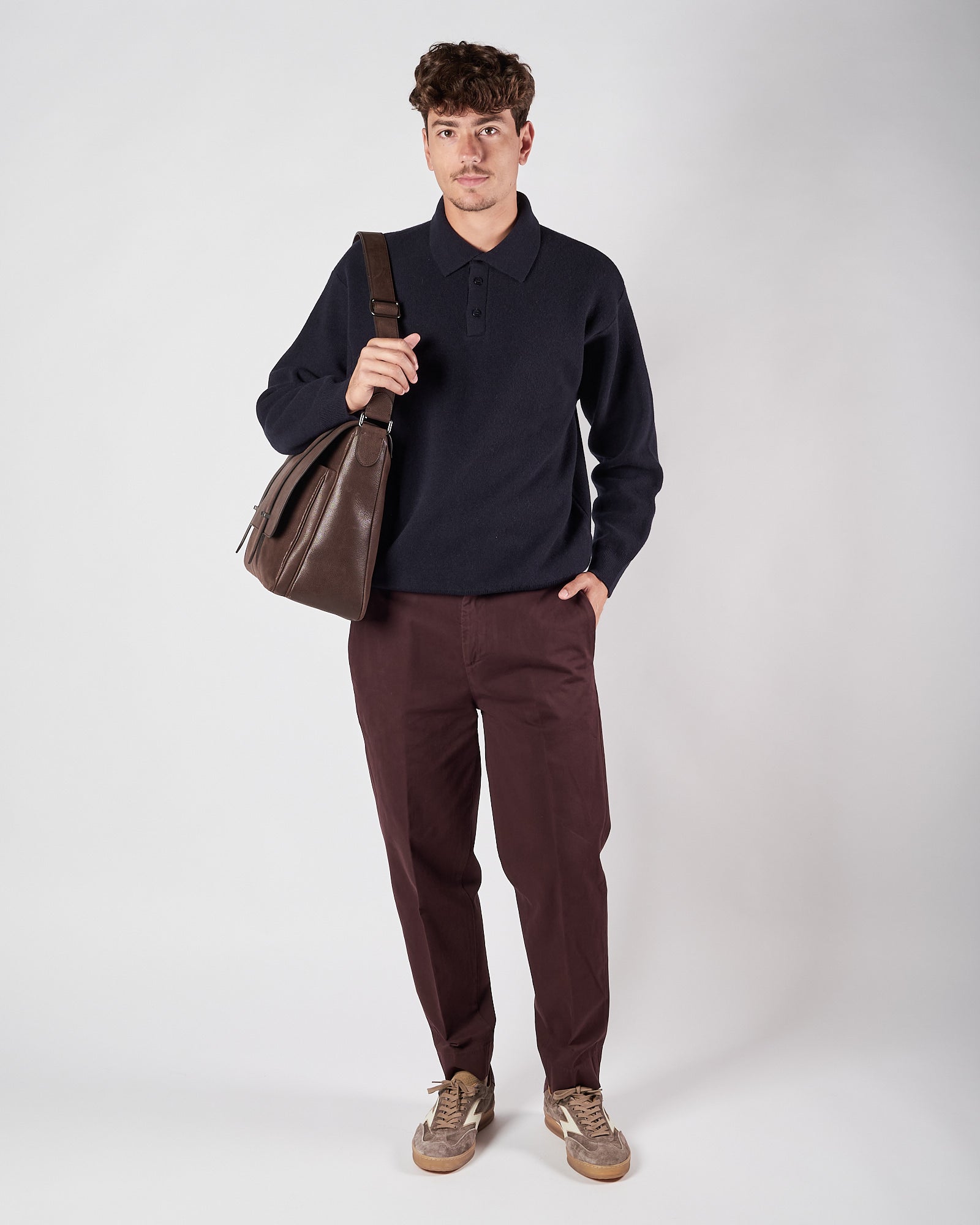 Polo Daniele Fiesoli in lana e cachemere blu