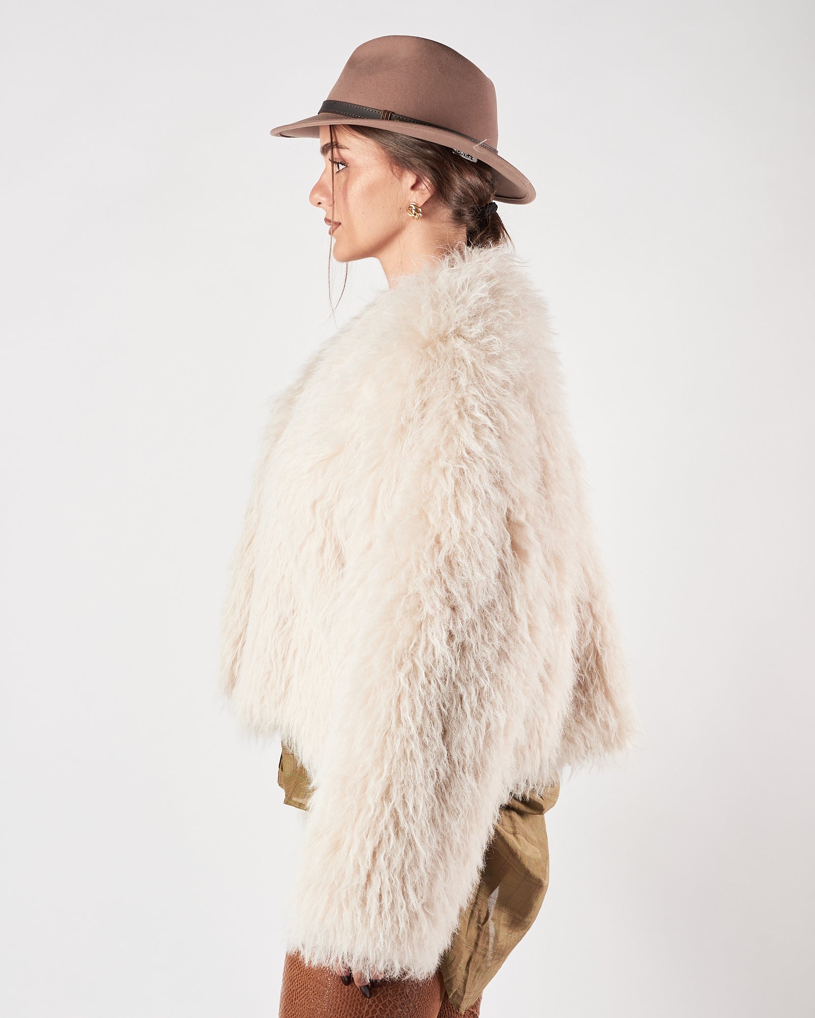 Ecopelliccia Eleh corta bianco panna