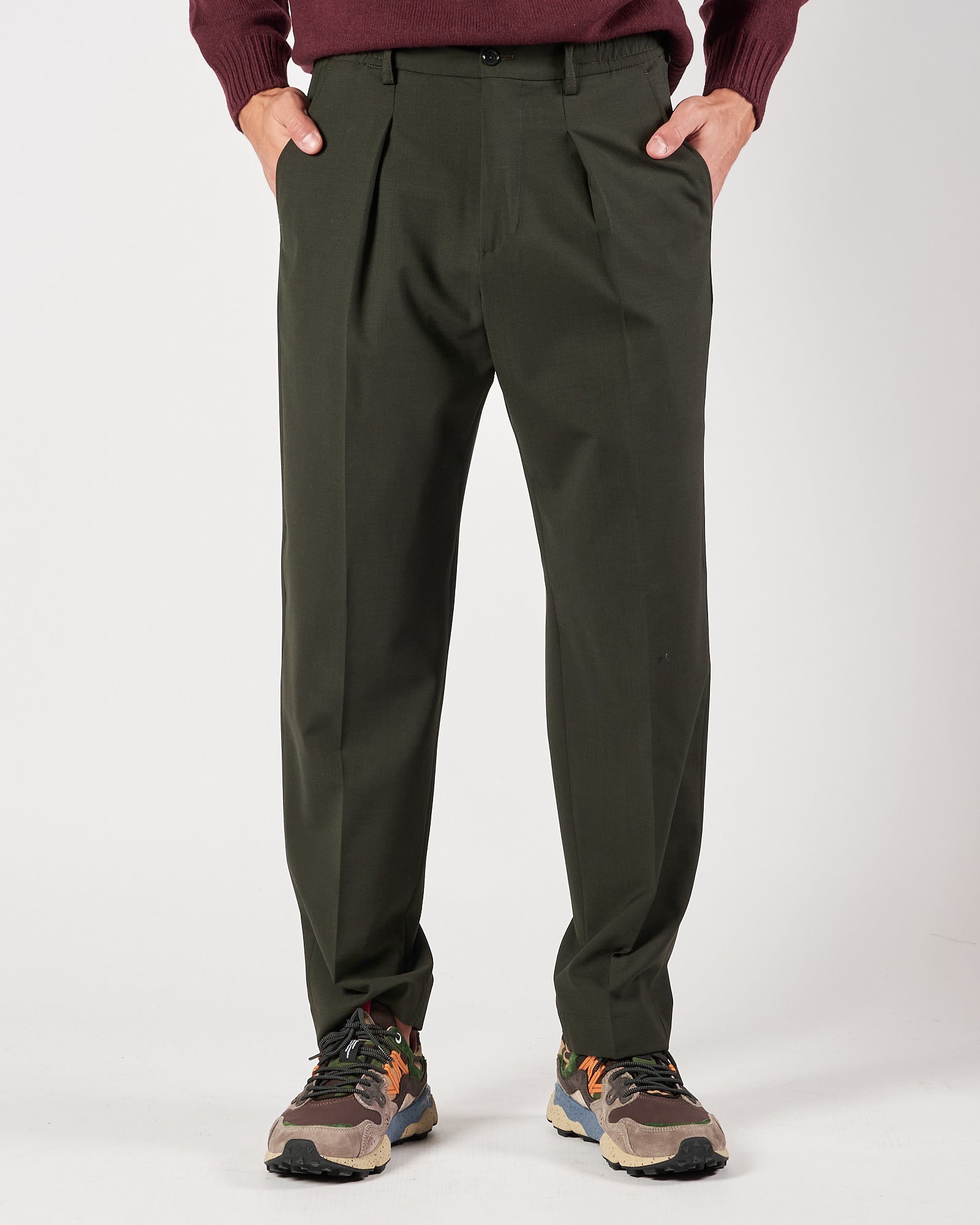 Pantalone A|STORE doppia pence verde