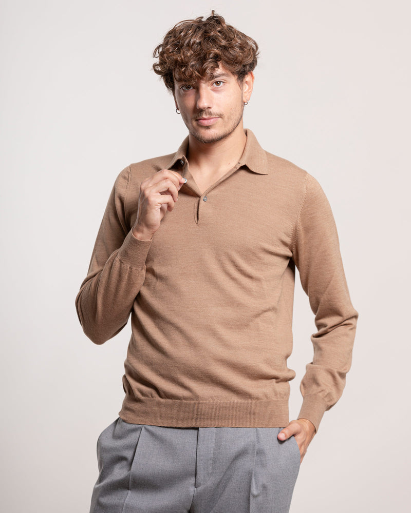 Polo Aimé in maglia beige