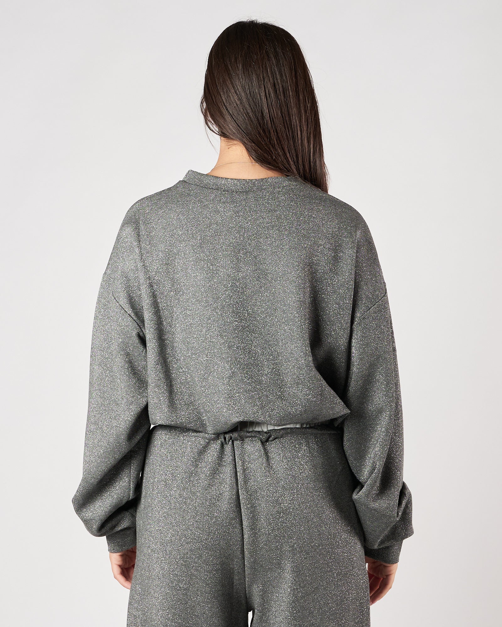 Felpa Eleh corta grigia lurex