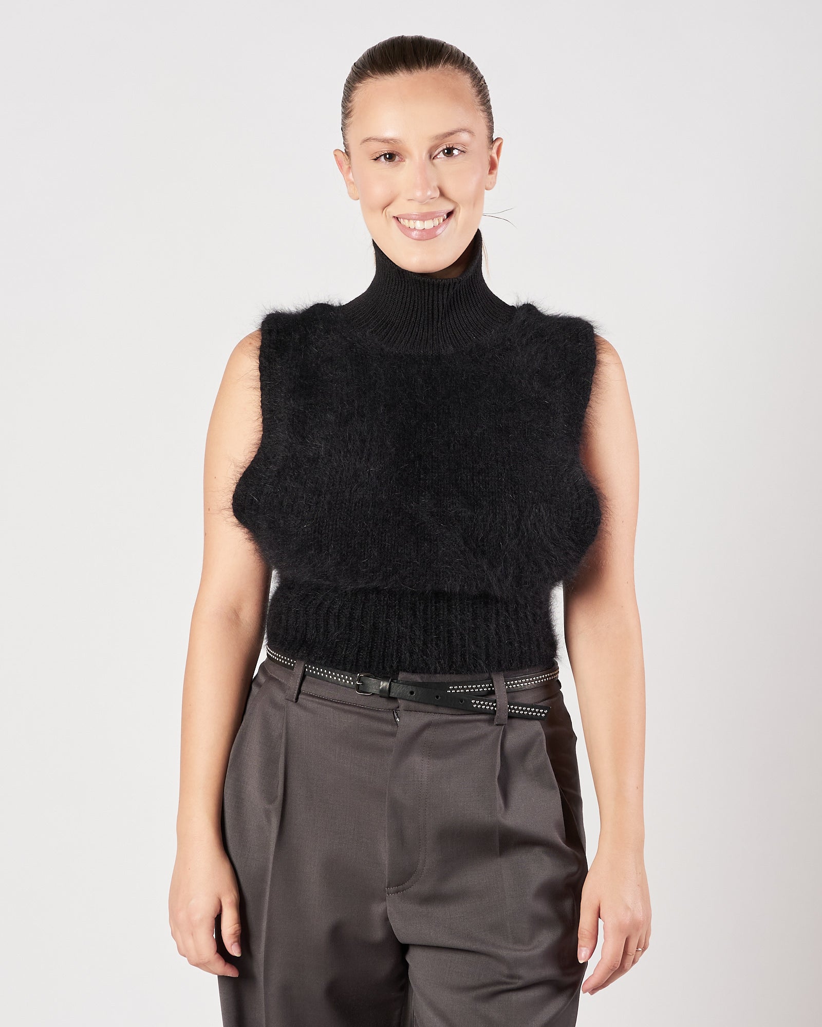 Maglia Tela9 in agora nera aperta dietro