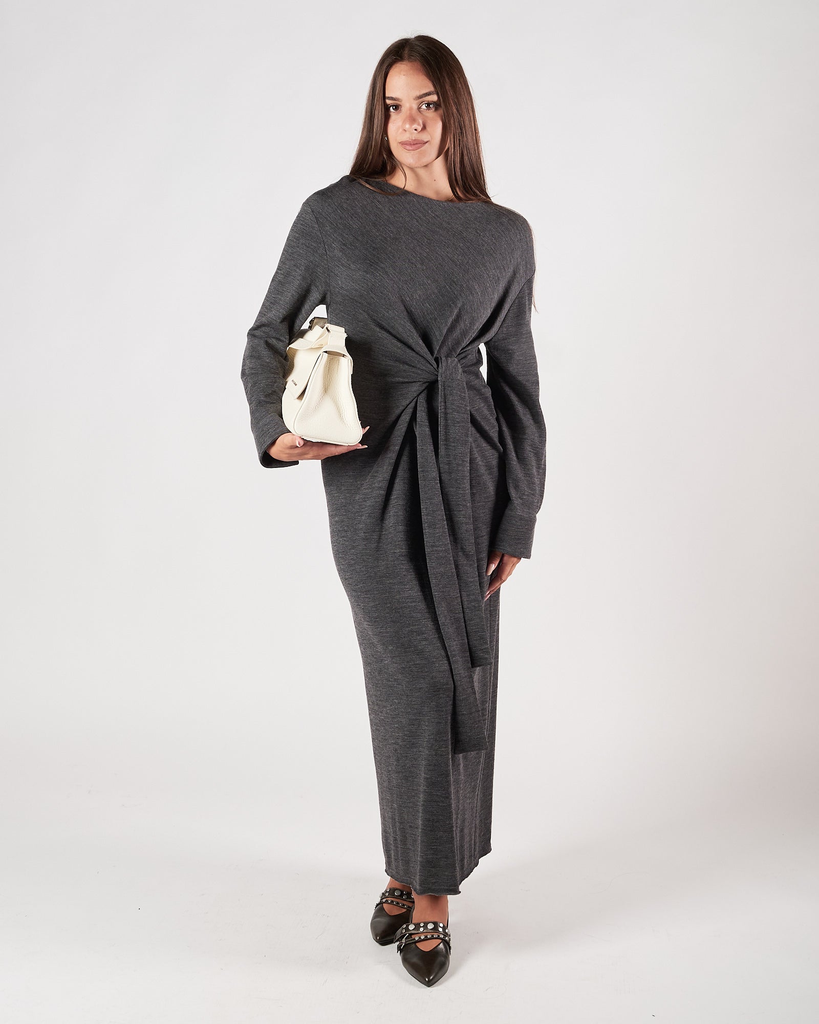 Abito Tela9 lungo in jersey grigio