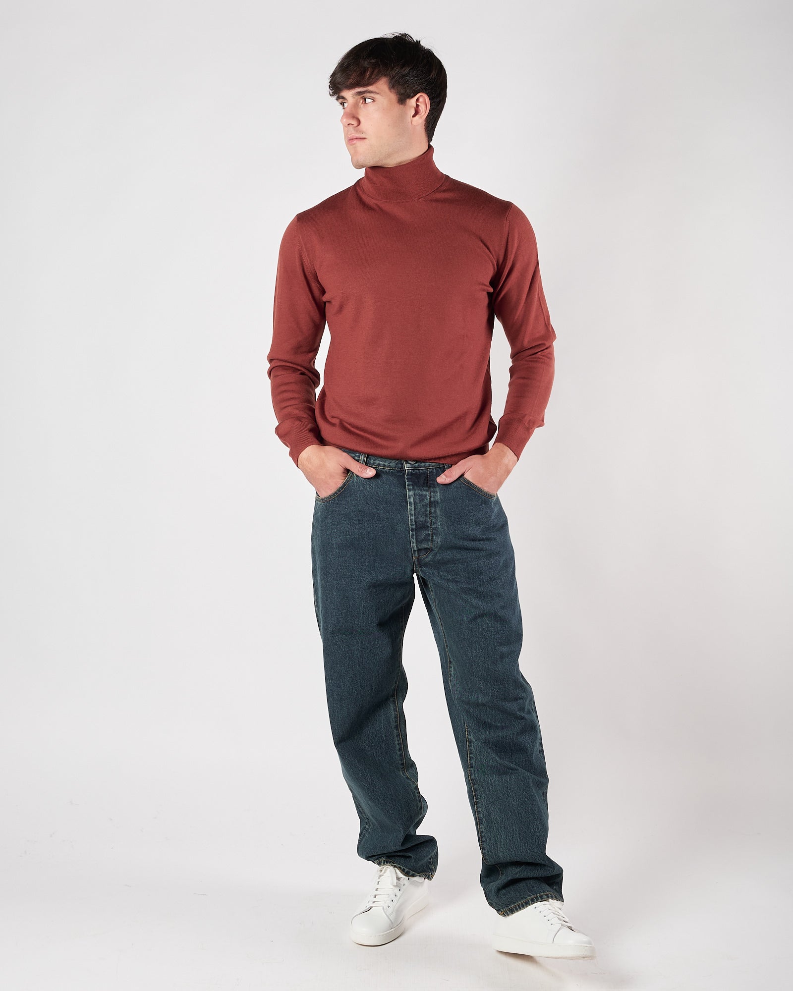 Jeans Tela Genova cinque tasche blu lavato