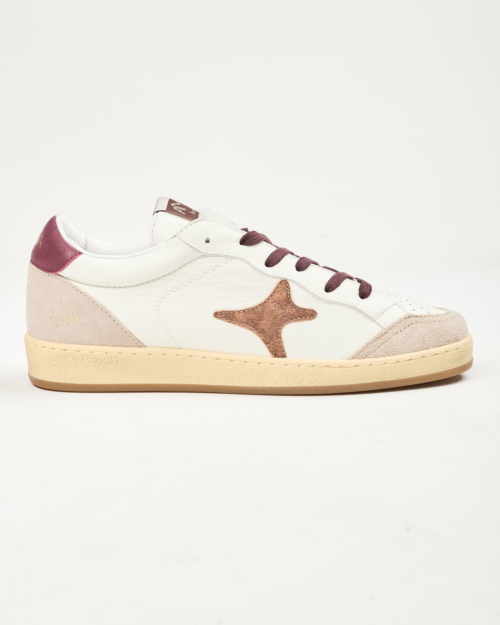 Sneaker Ama Brand in suede e pelle beige bordeaux