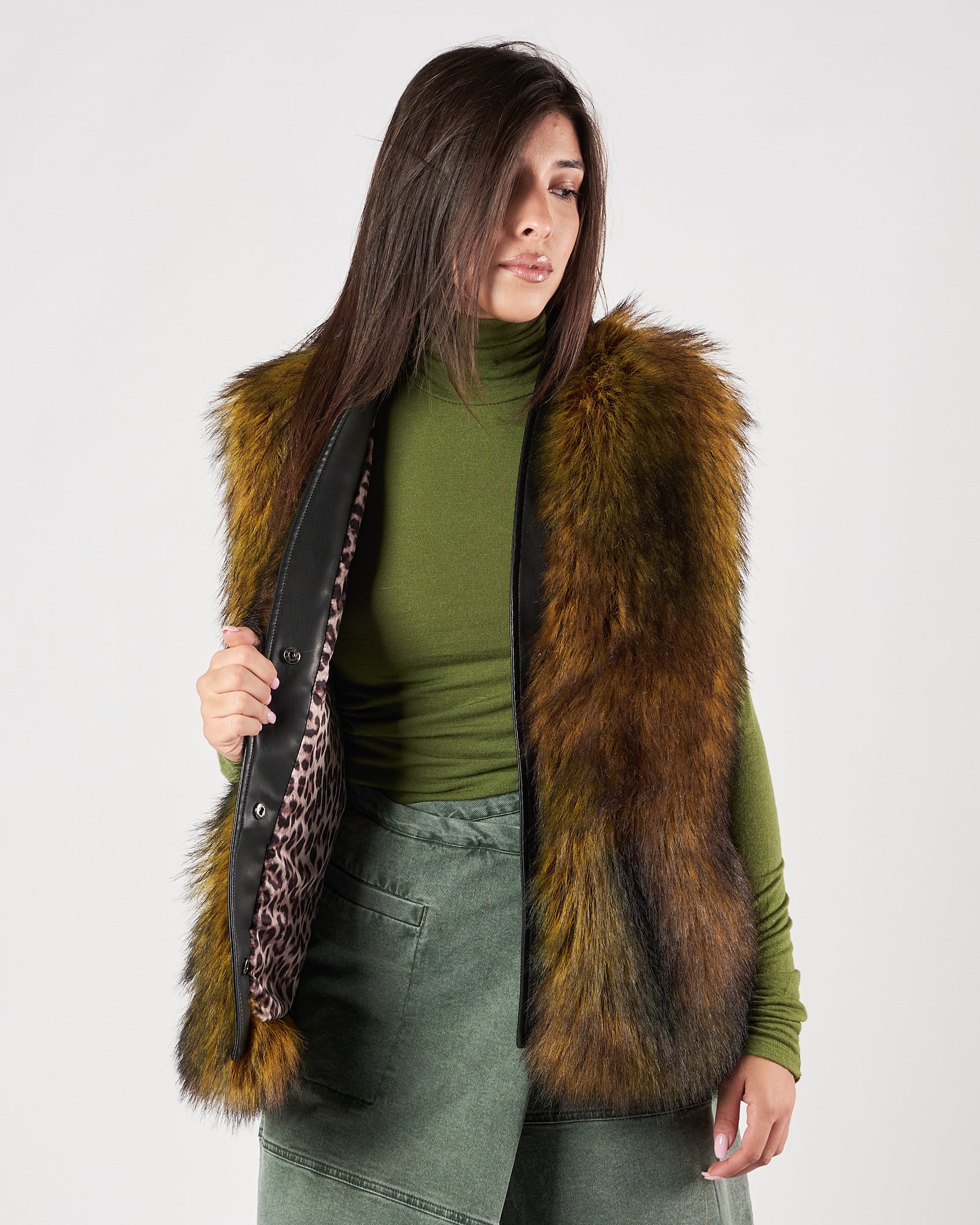 Ecopelliccia Mes Demoiselles smanicata bicolor