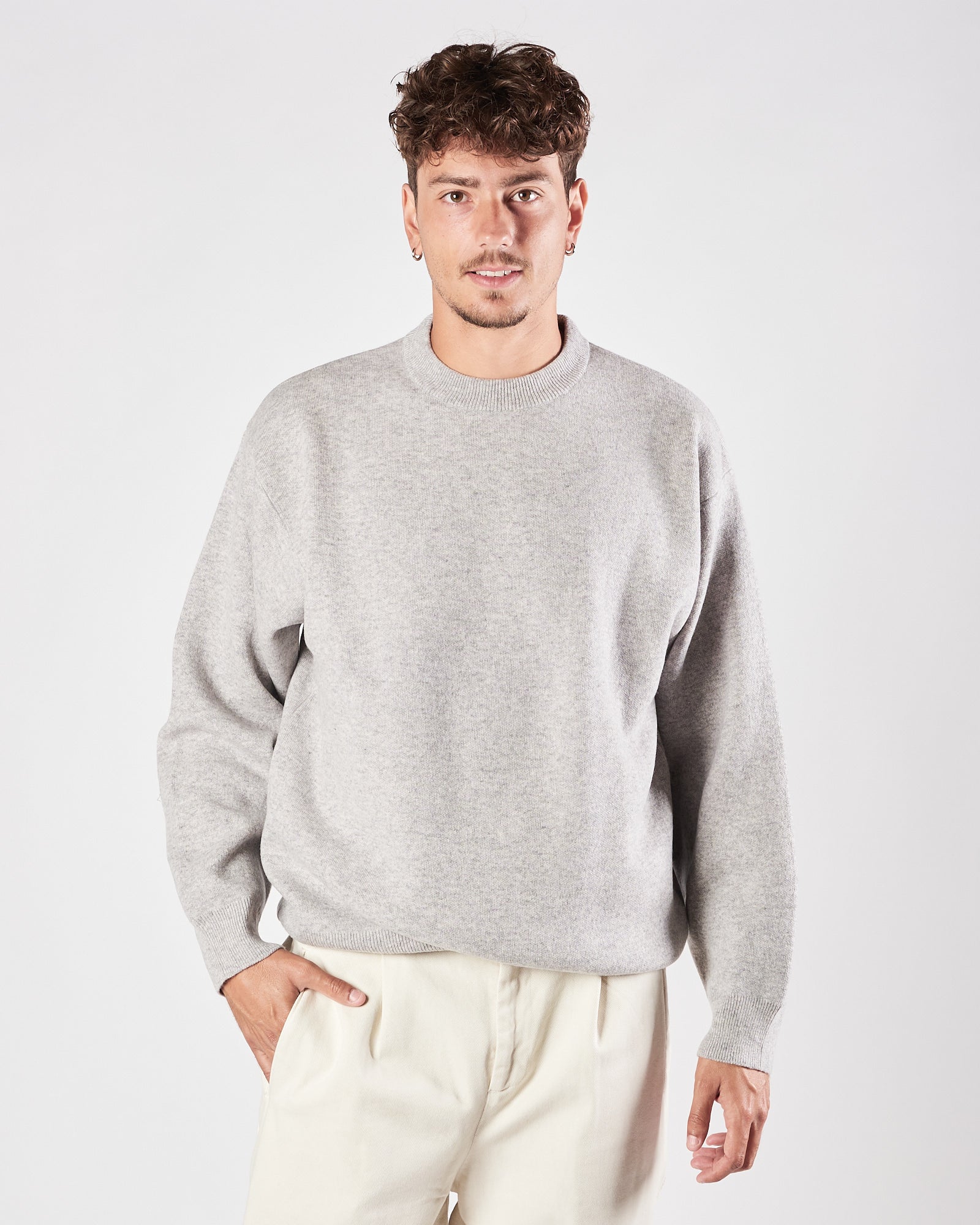 Maglia Daniele Fiesoli girocollo over grigio perla