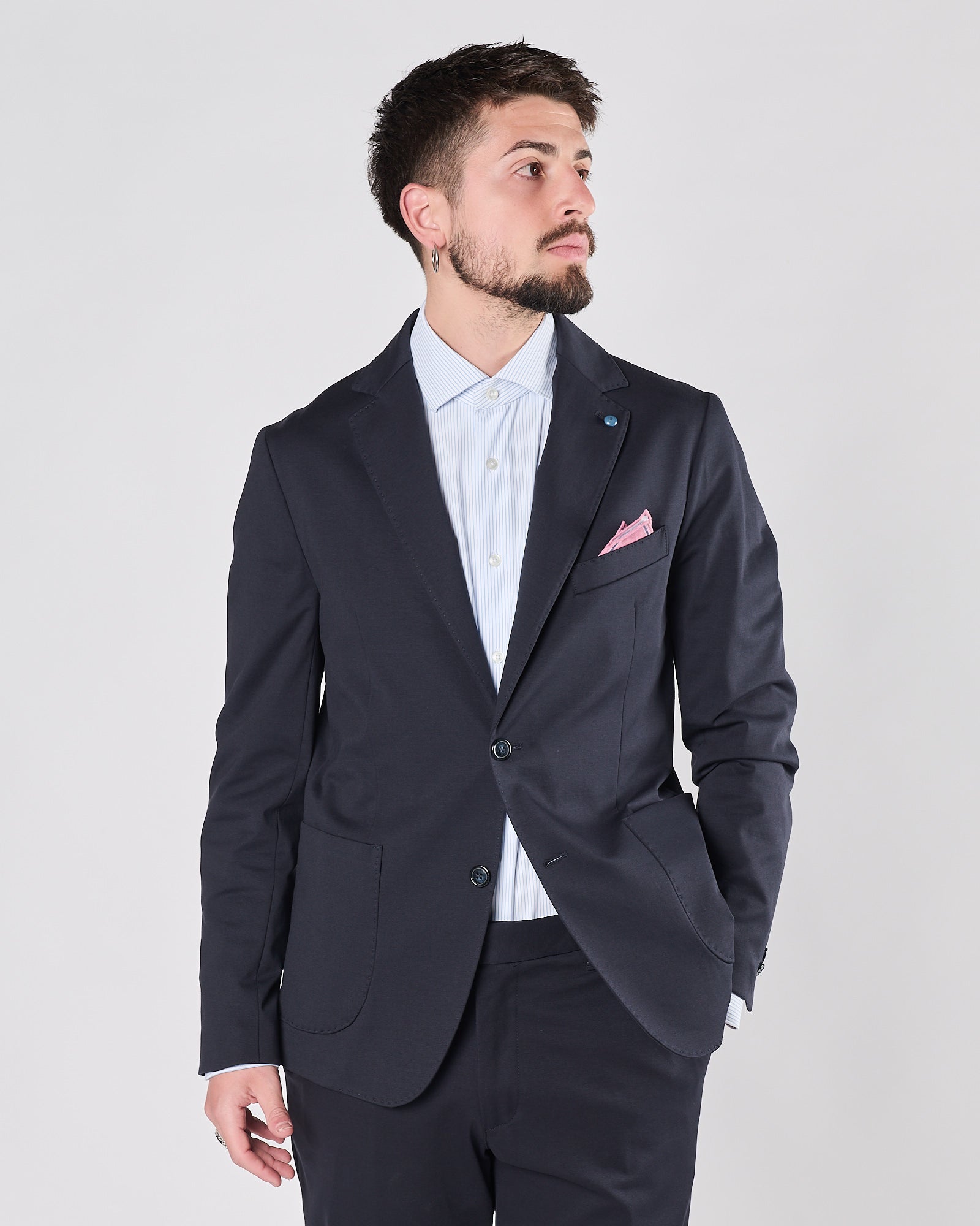 Giacca Enjoy in jersey un petgto blu