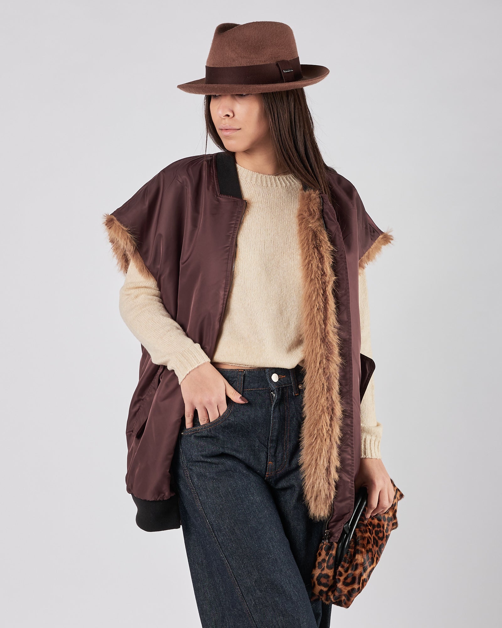 Ecopelliccia Weili Zheng smanicato reversibile con ricamo