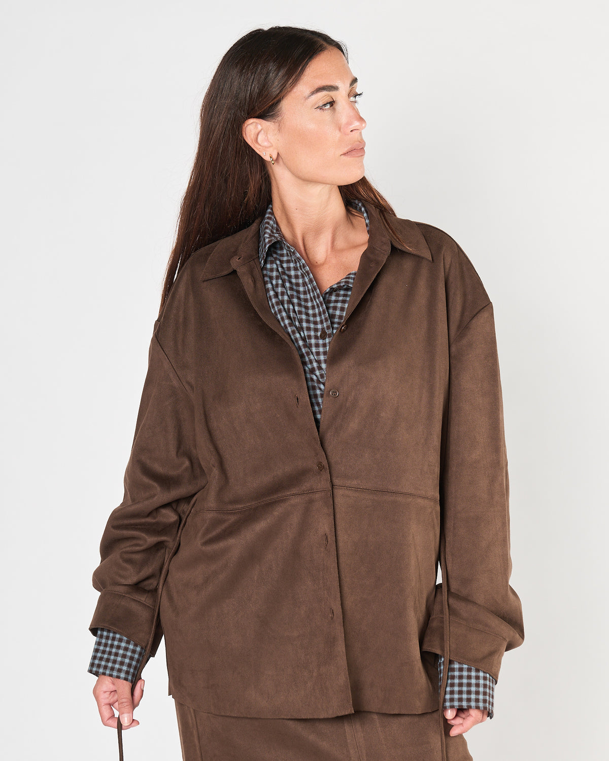 Camicia Eleh in suede cioccolato