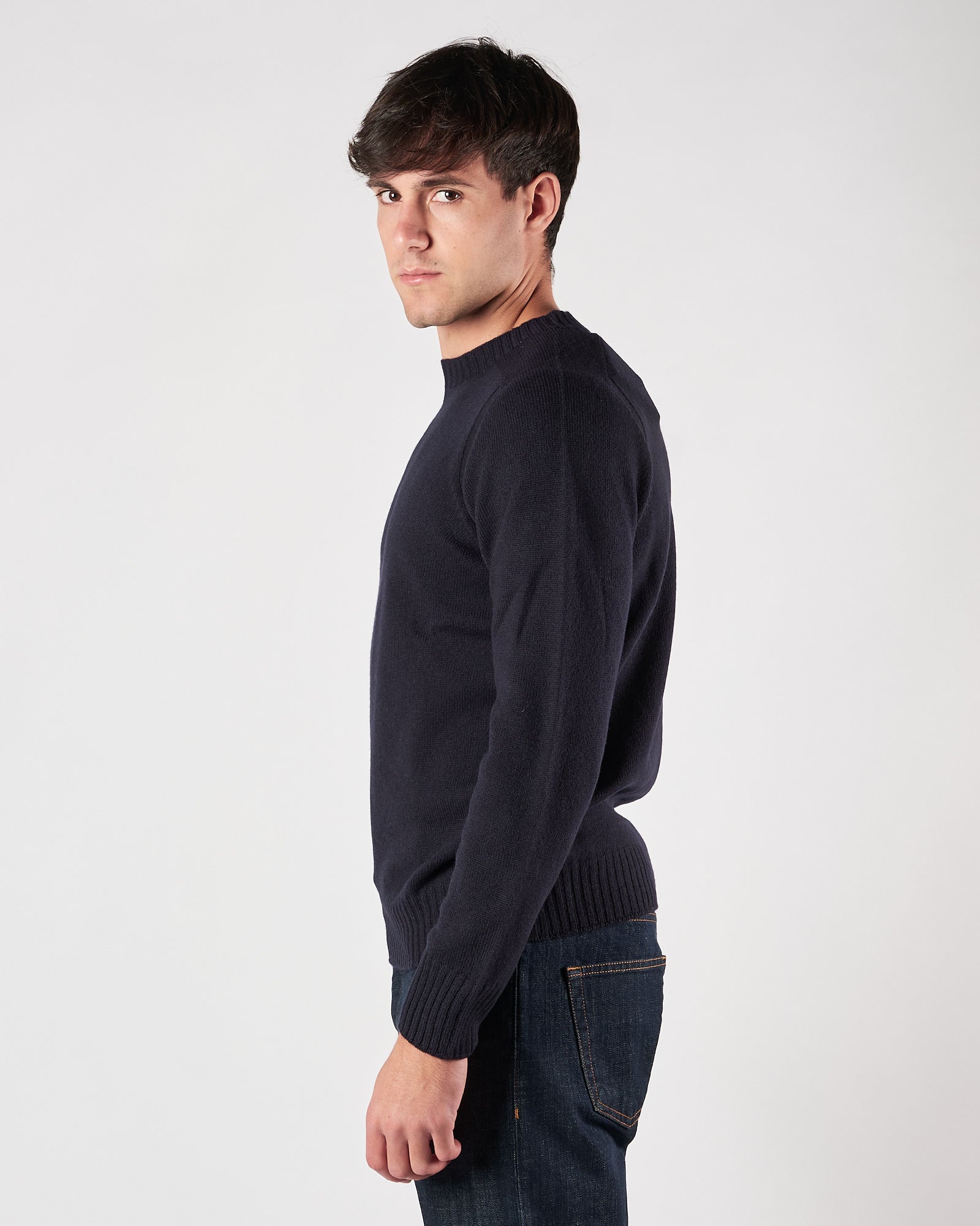 Maglia A|STORE in lana girocollo blu