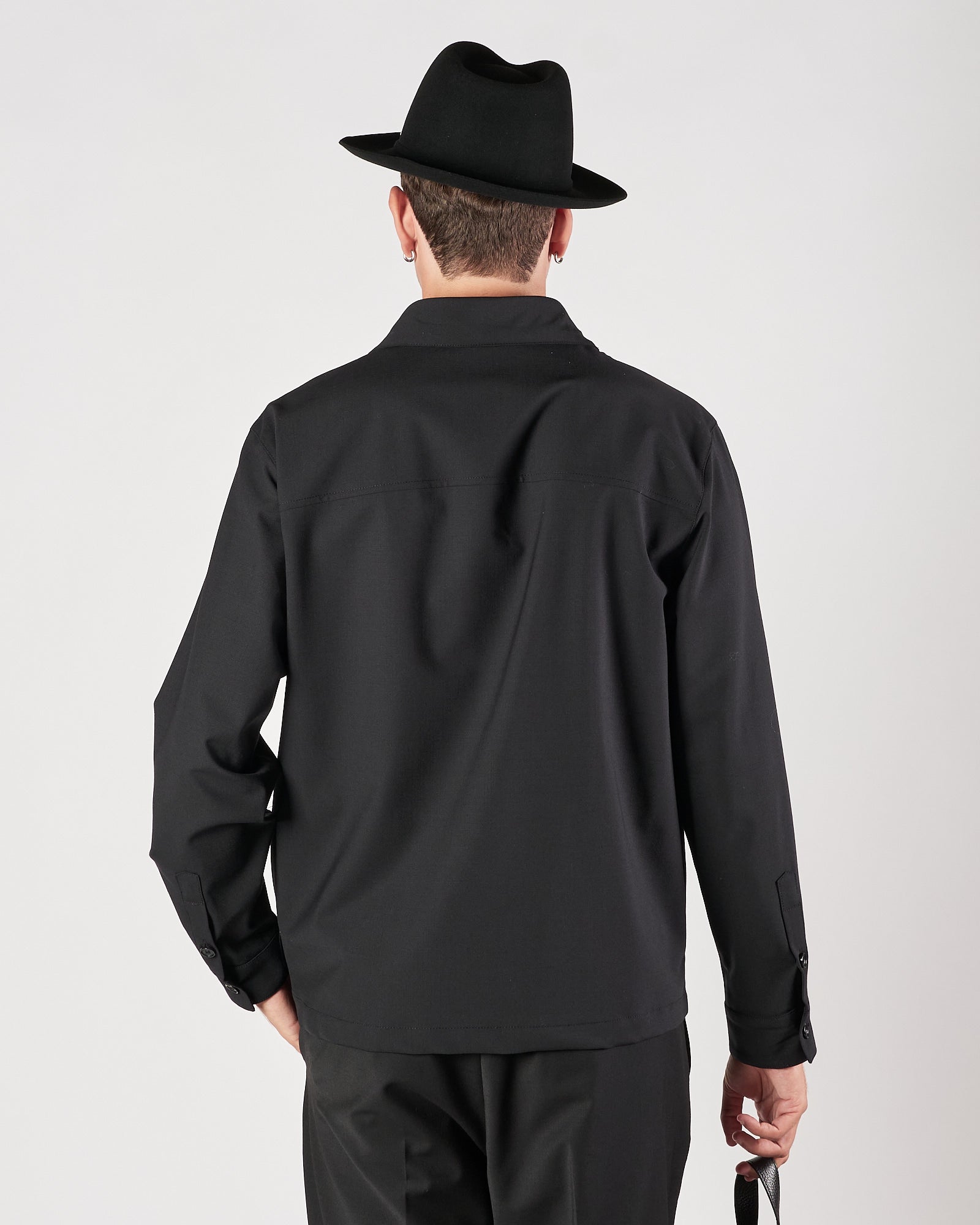 Camicia A|STORE uomo in lana con bottoni nera