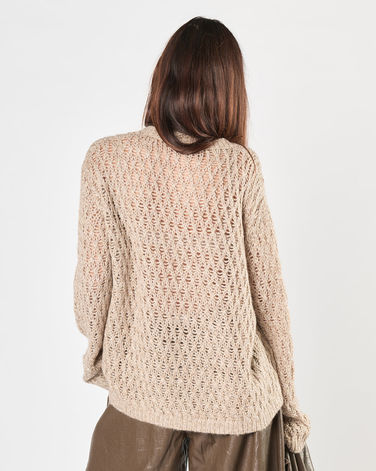 Maglia Eleh in maglia traforata beige