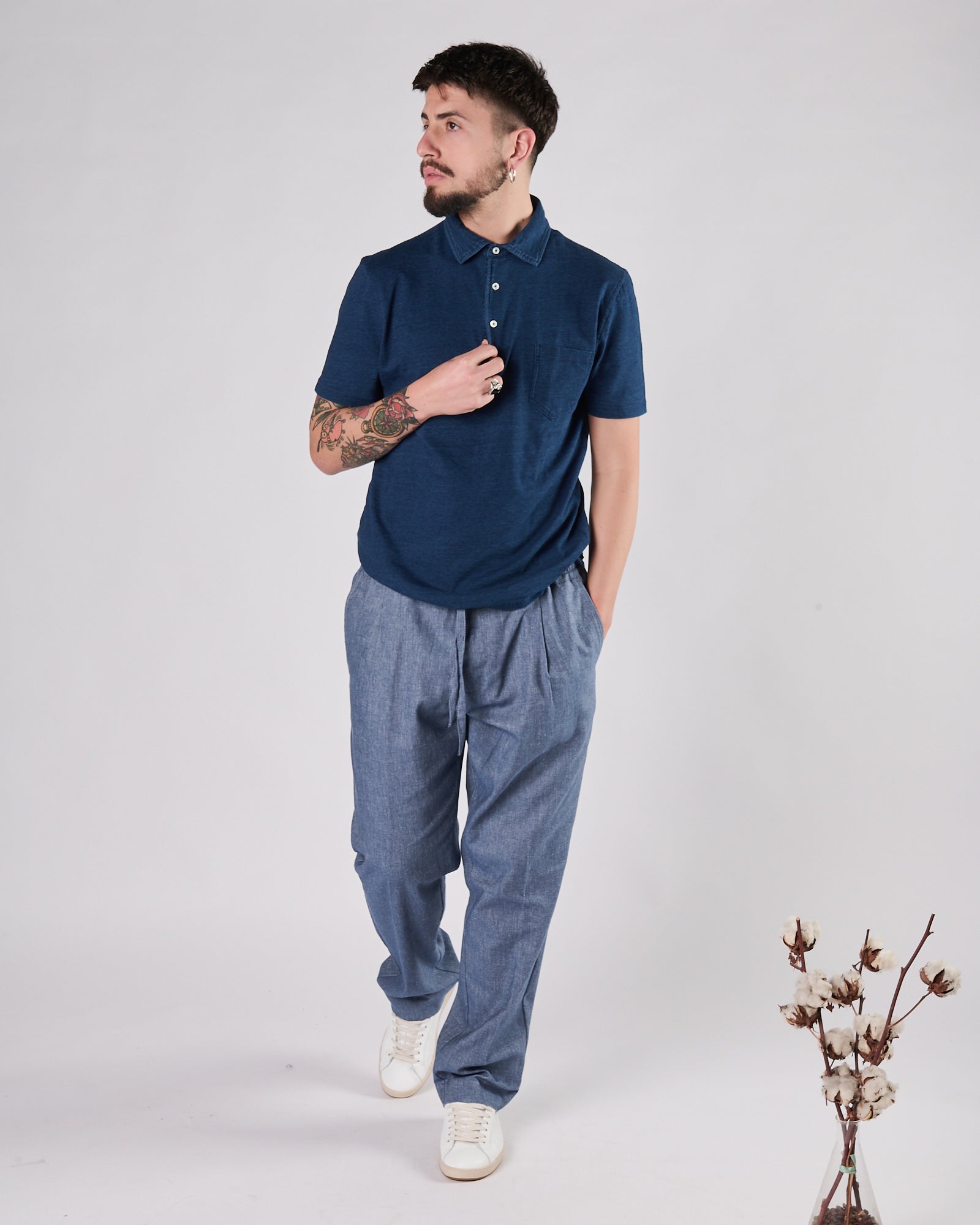 Polo Bl'ker manica corta indigo