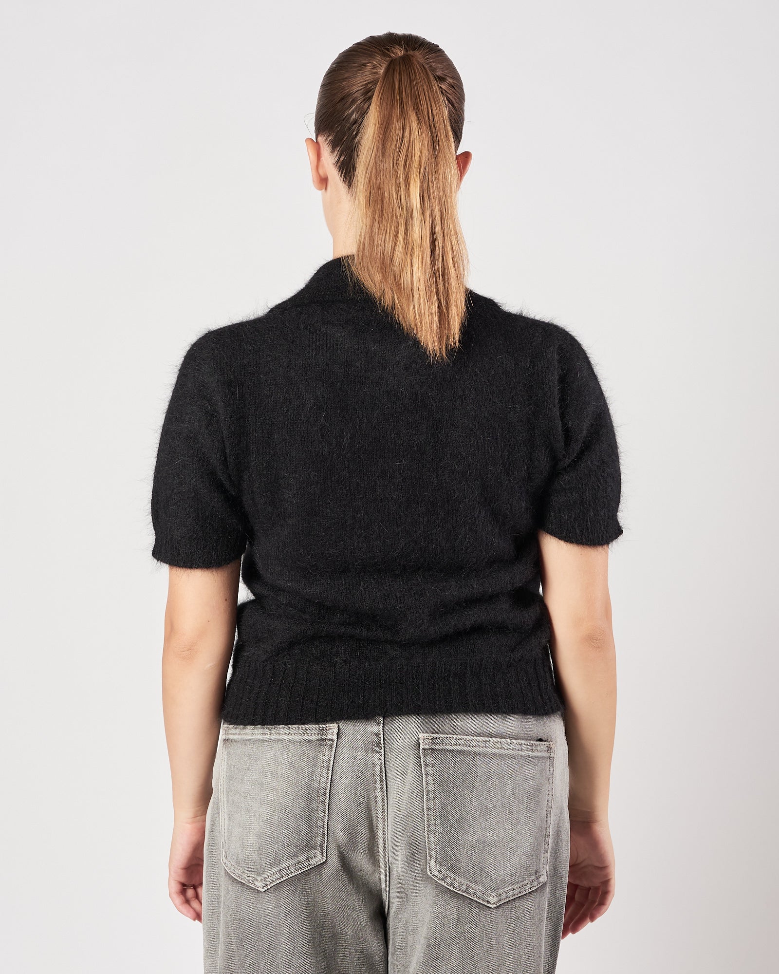 Polo Roberto Collina manica corta in angora nera
