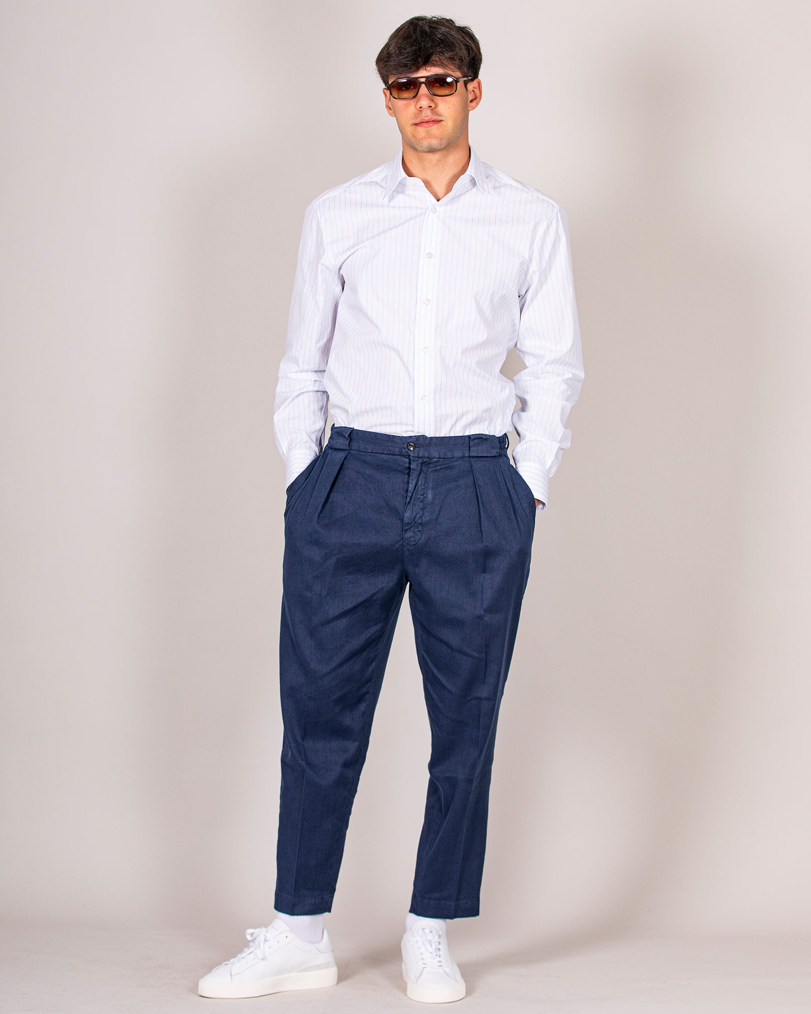 Pantalone doppia pence blu