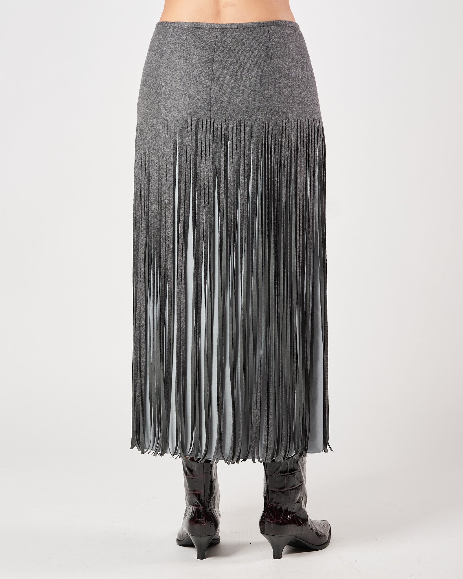 Gonna Tela9 con frangie grigia