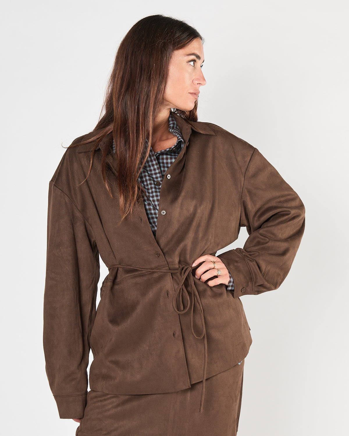 Camicia Eleh in suede cioccolato